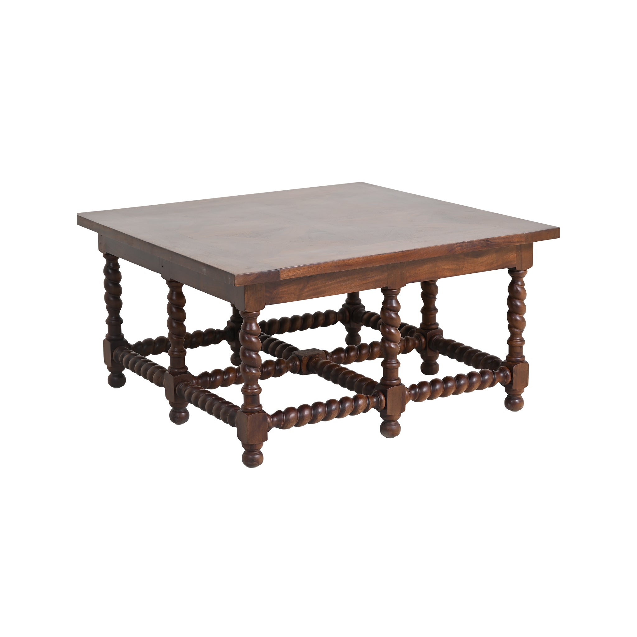 Barley Twist Coffee Table Small Square Walnut Full View