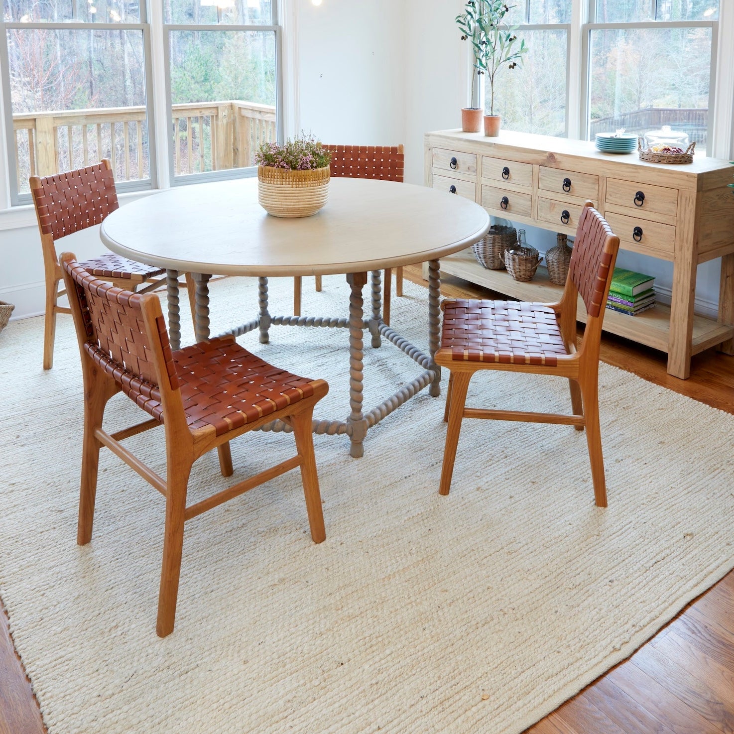 Woven Leather Dining Chair