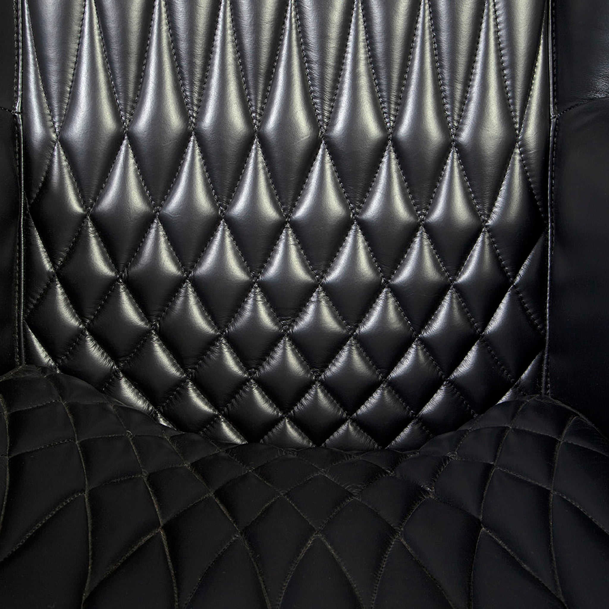 Black Les Puces Leather Club Chair: Diamond-tufted seat and back detail