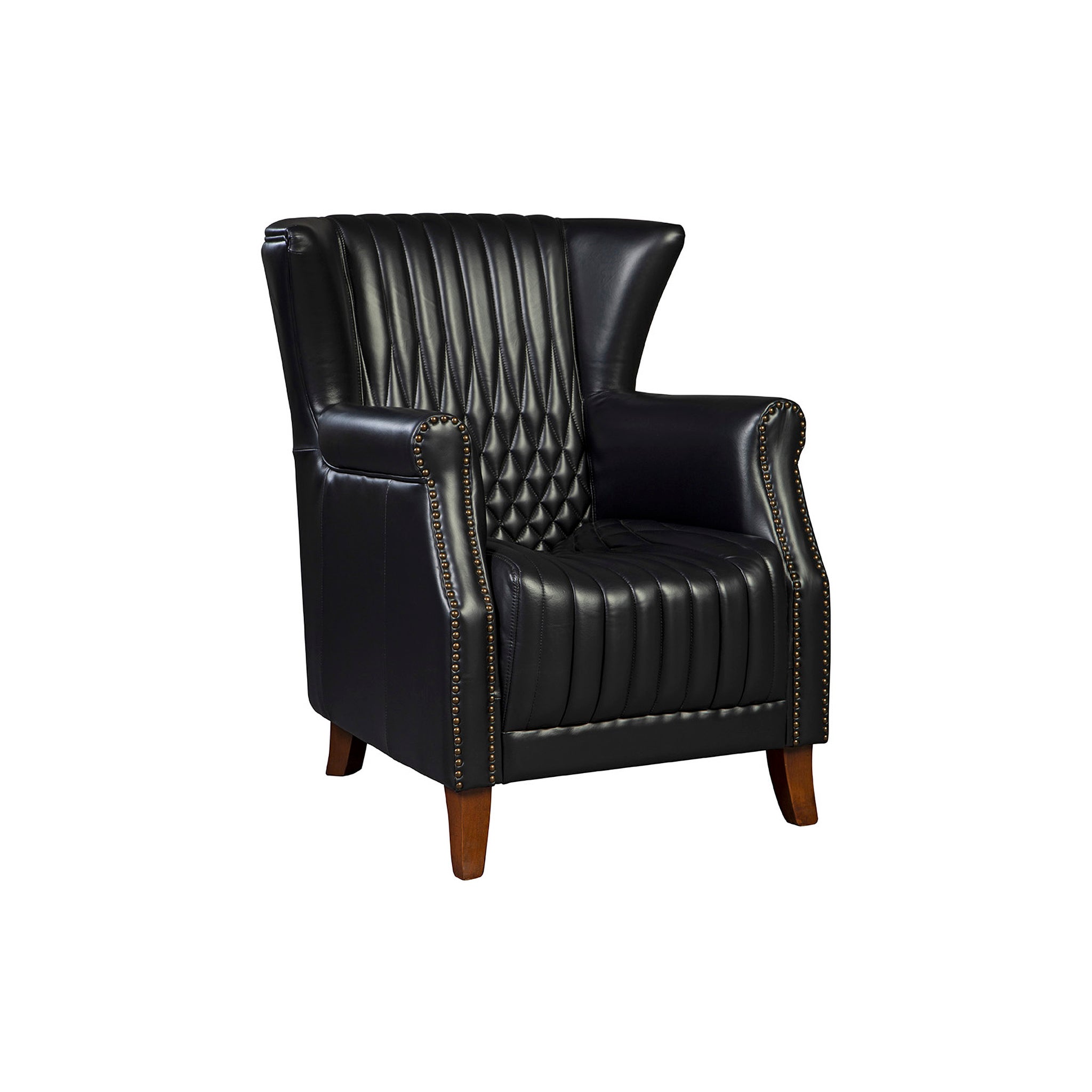 Black Les Puces Leather Club Chair: Black leather chair front view