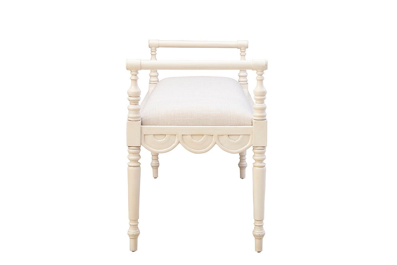 Maris Scalloped Carved Bench