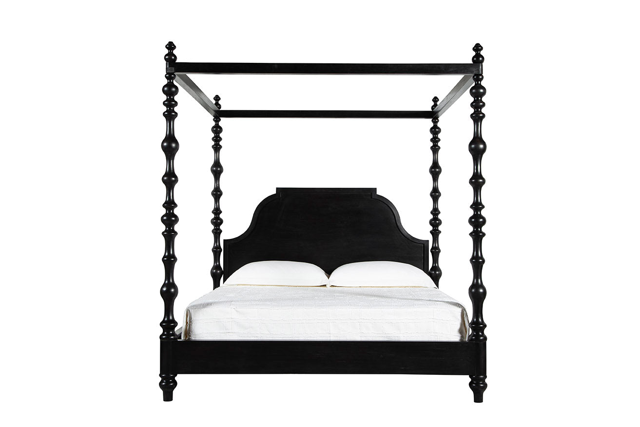 Cadiff Black Mahogany Canopy King Bed