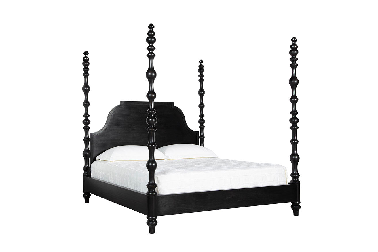 Cadiff Black Mahogany Canopy King Bed