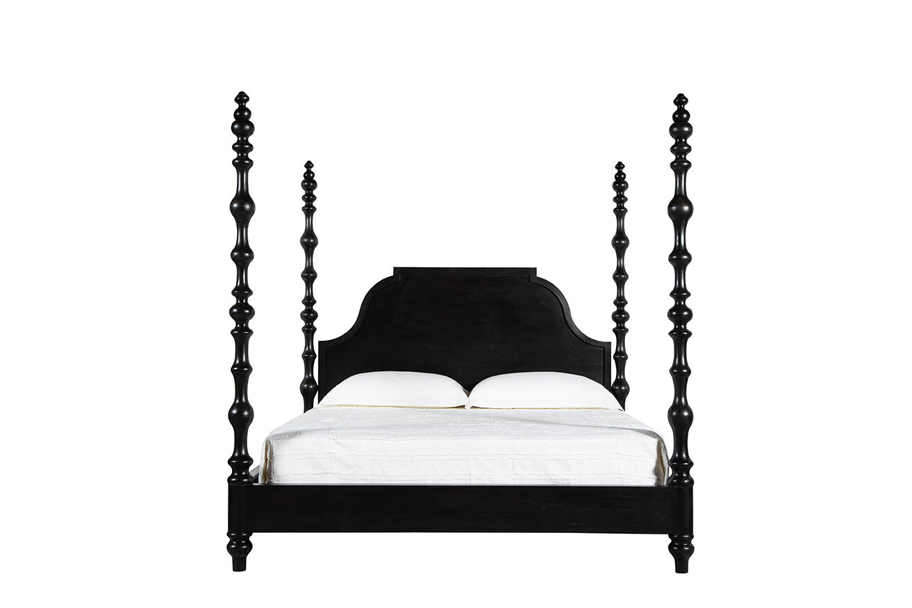 Cadiff Black Mahogany Canopy King Bed