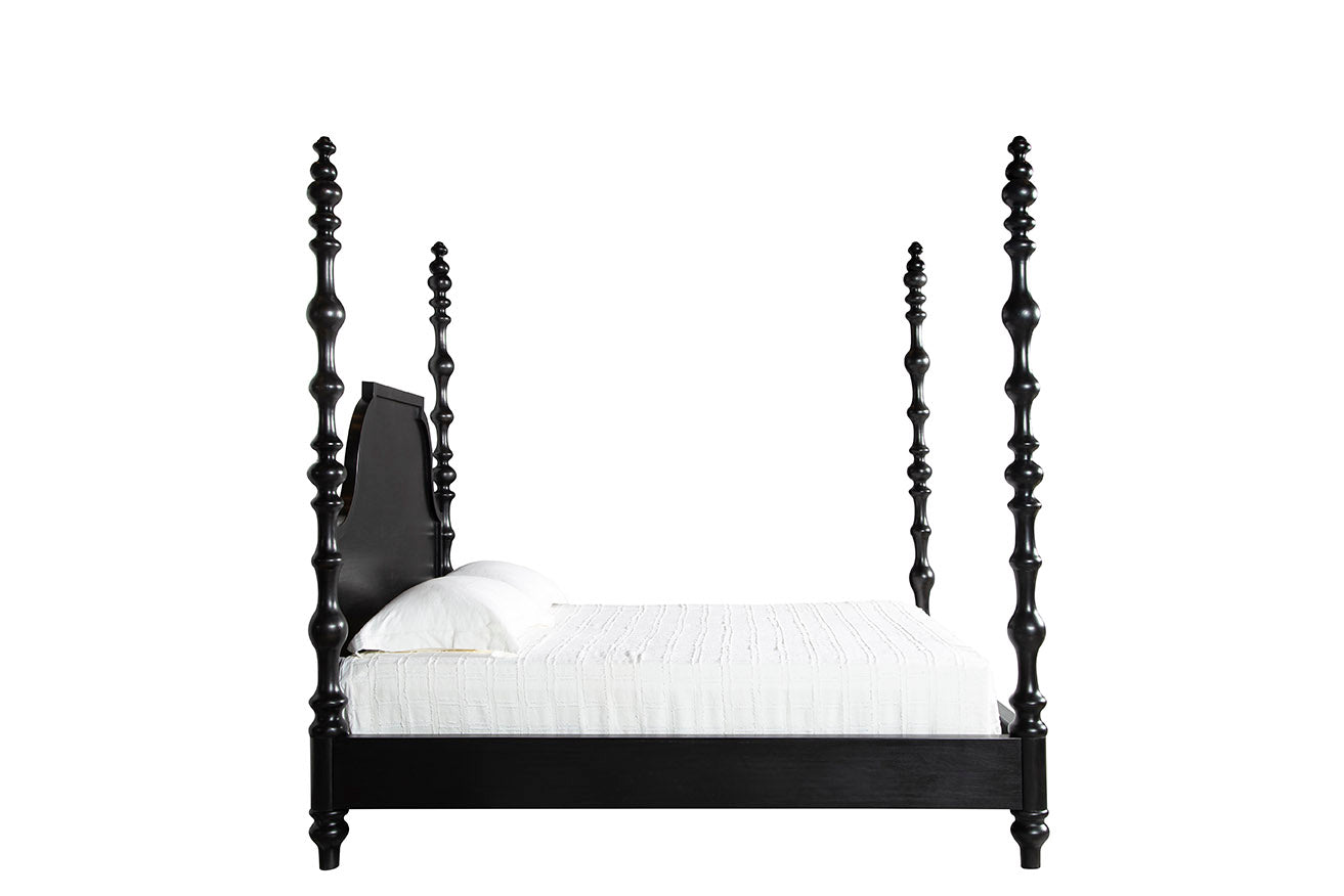 Cadiff Black Mahogany Canopy King Bed