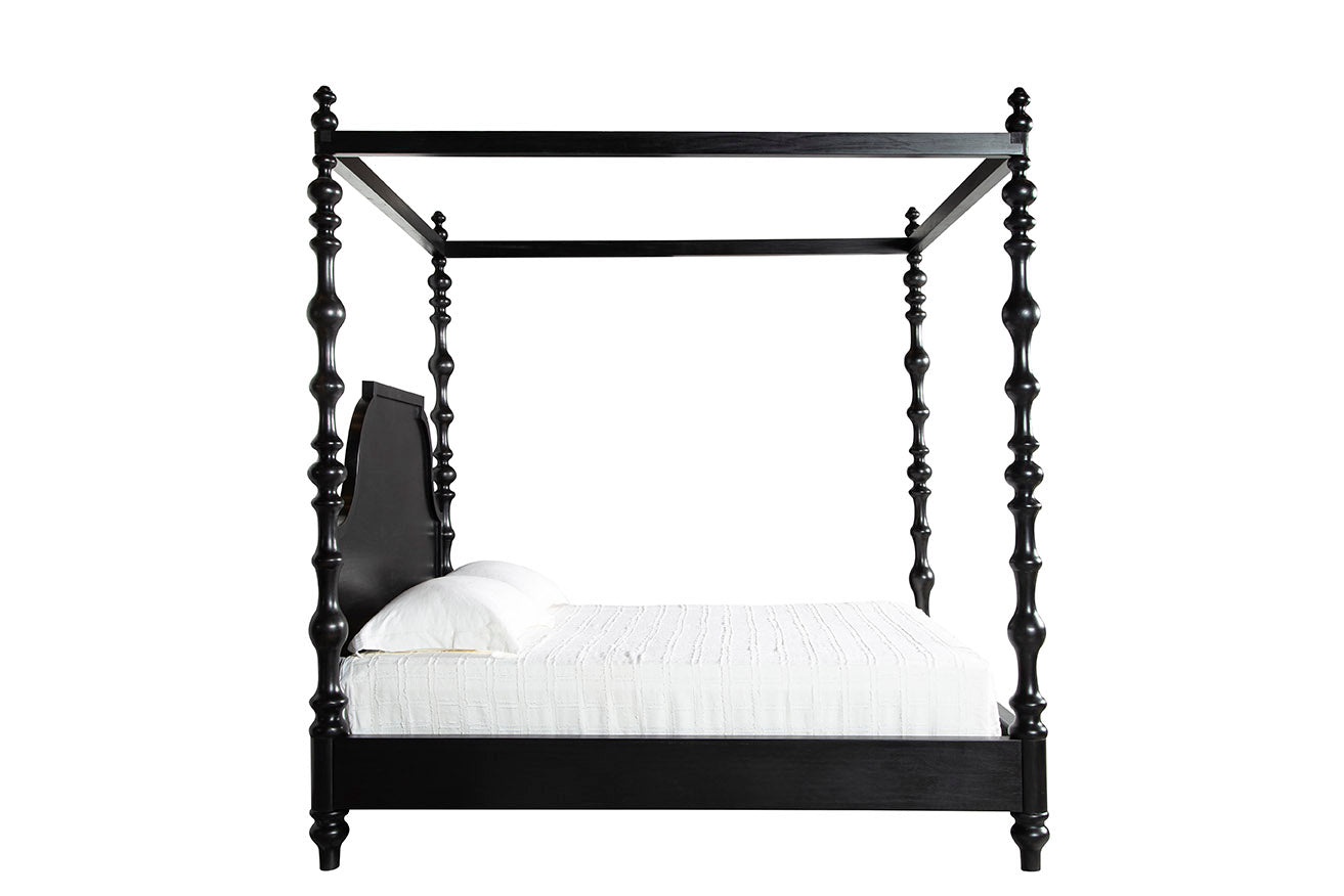 Cadiff Black Mahogany Canopy King Bed