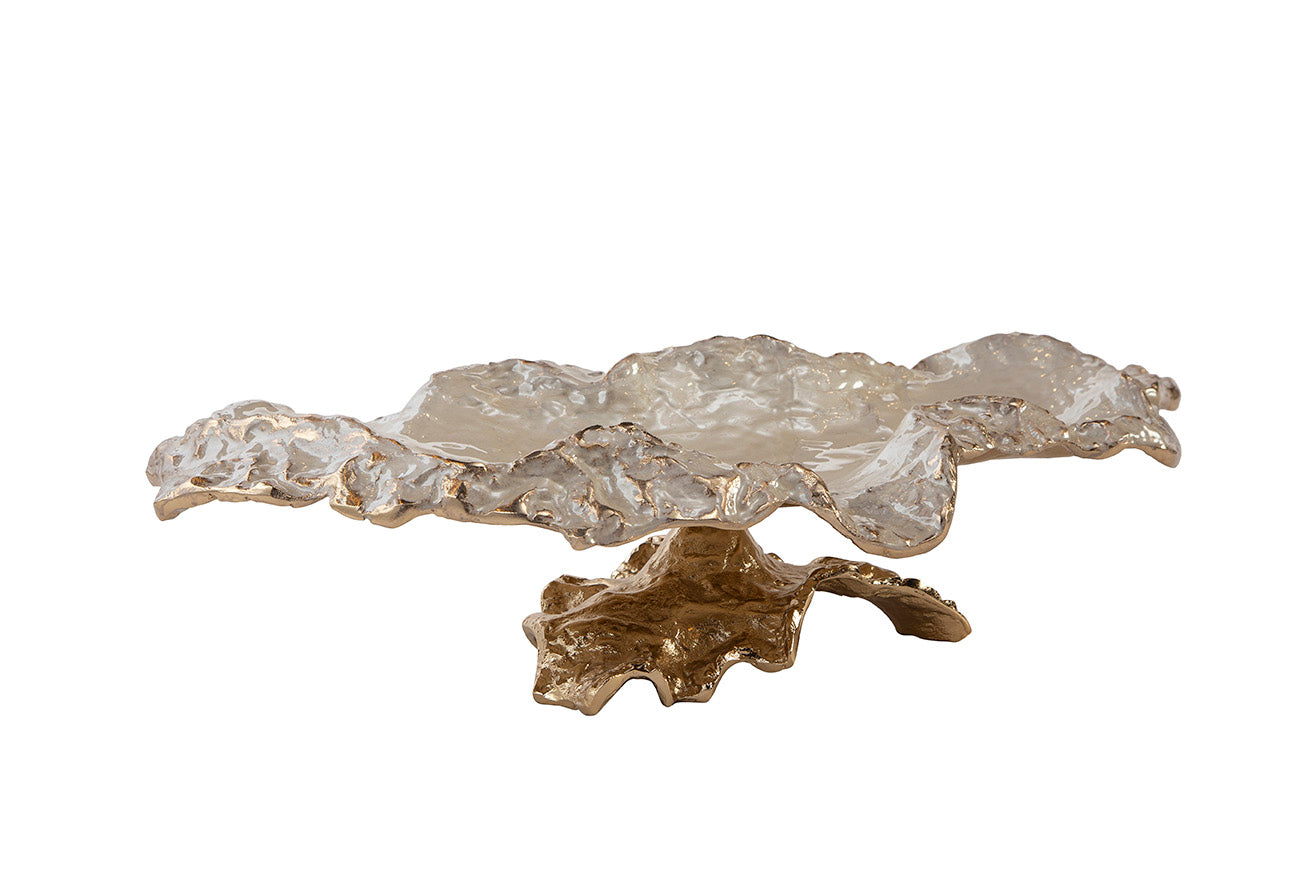 Nerida Textured Metal Pedestal Bowl