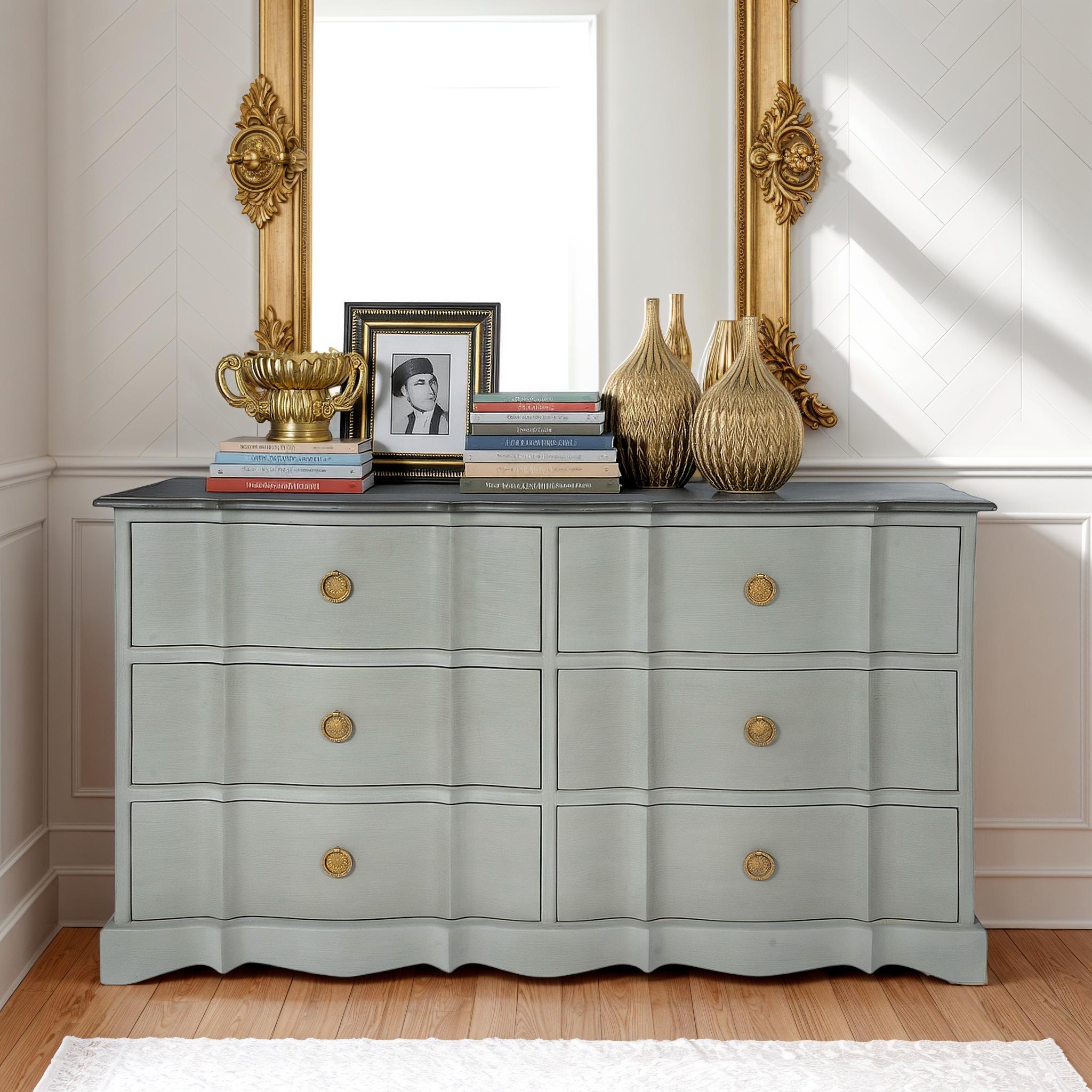 Buckingham 6 Drawer Dresser | Mango Wood, Gray & Charcoal Finish | Wisteria Buckingham 6 Drawer Dresser | Mango Wood, Gray & Charcoal Finish | Wisteria