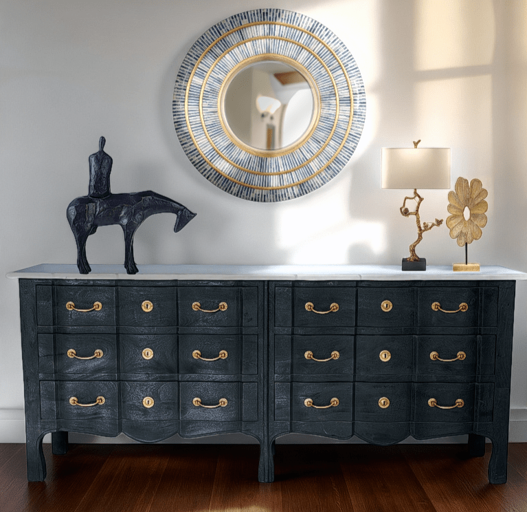 Serpentine 6 Drawer Dresser with Marble Top | Wisteria Serpentine 6 Drawer Dresser with Marble Top | Wisteria