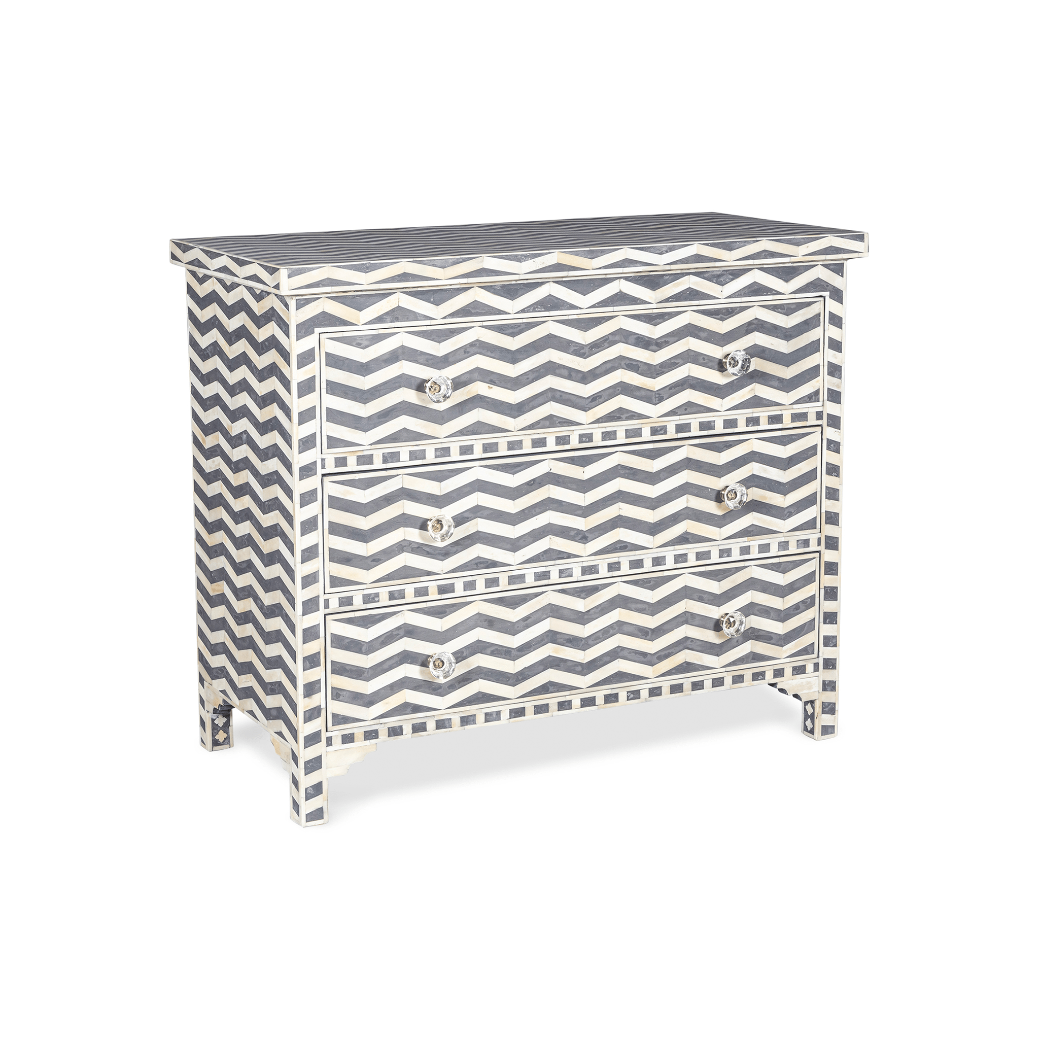 grey bone inlay dresser Buy Grey Bone Inlay 3 Drawer Waterfall Dresser