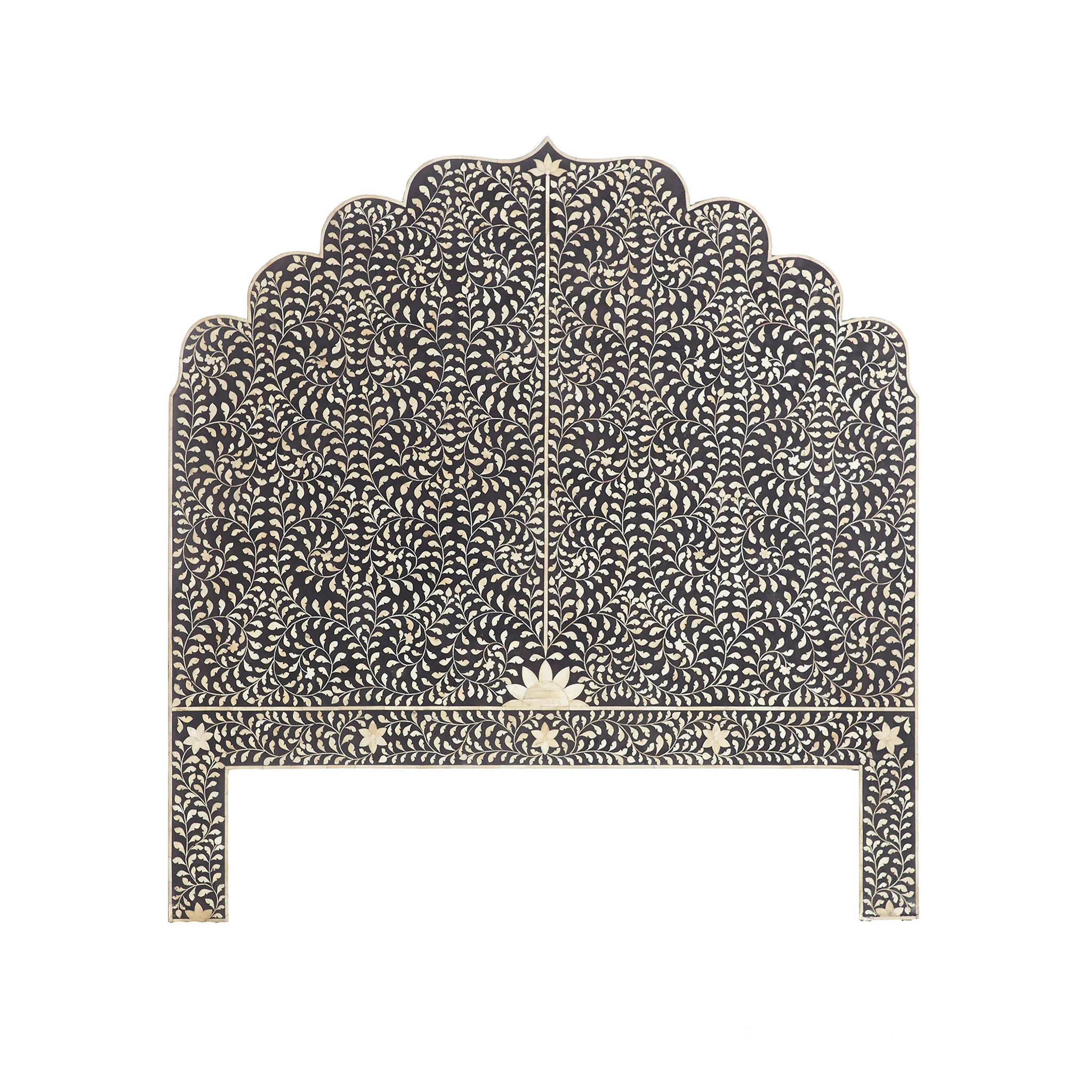 Maharaja Headboard (Mother of Pearl, Bone Inlay) - Full front view against white background.