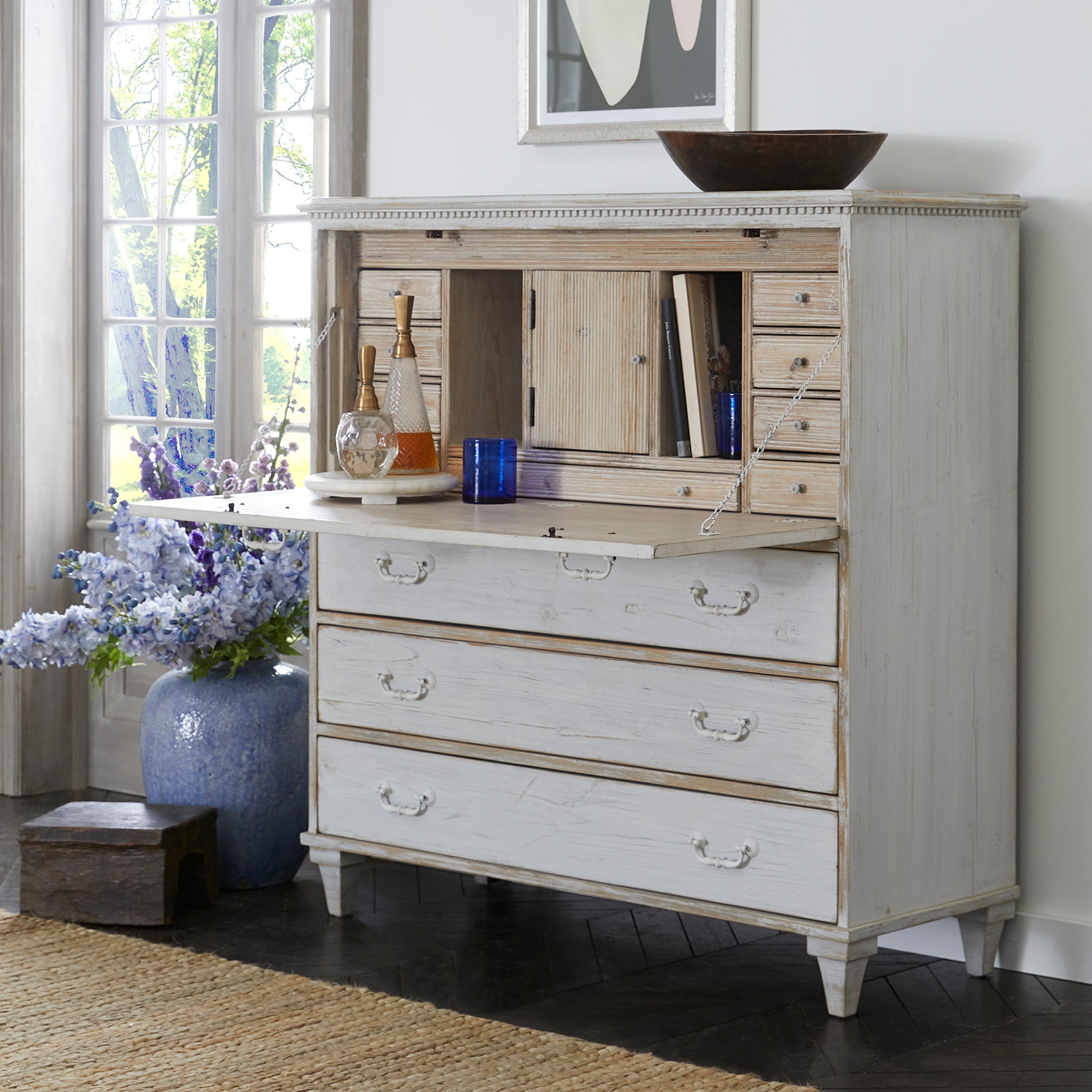 Swedish Secretary Chest in Living Room with Decor