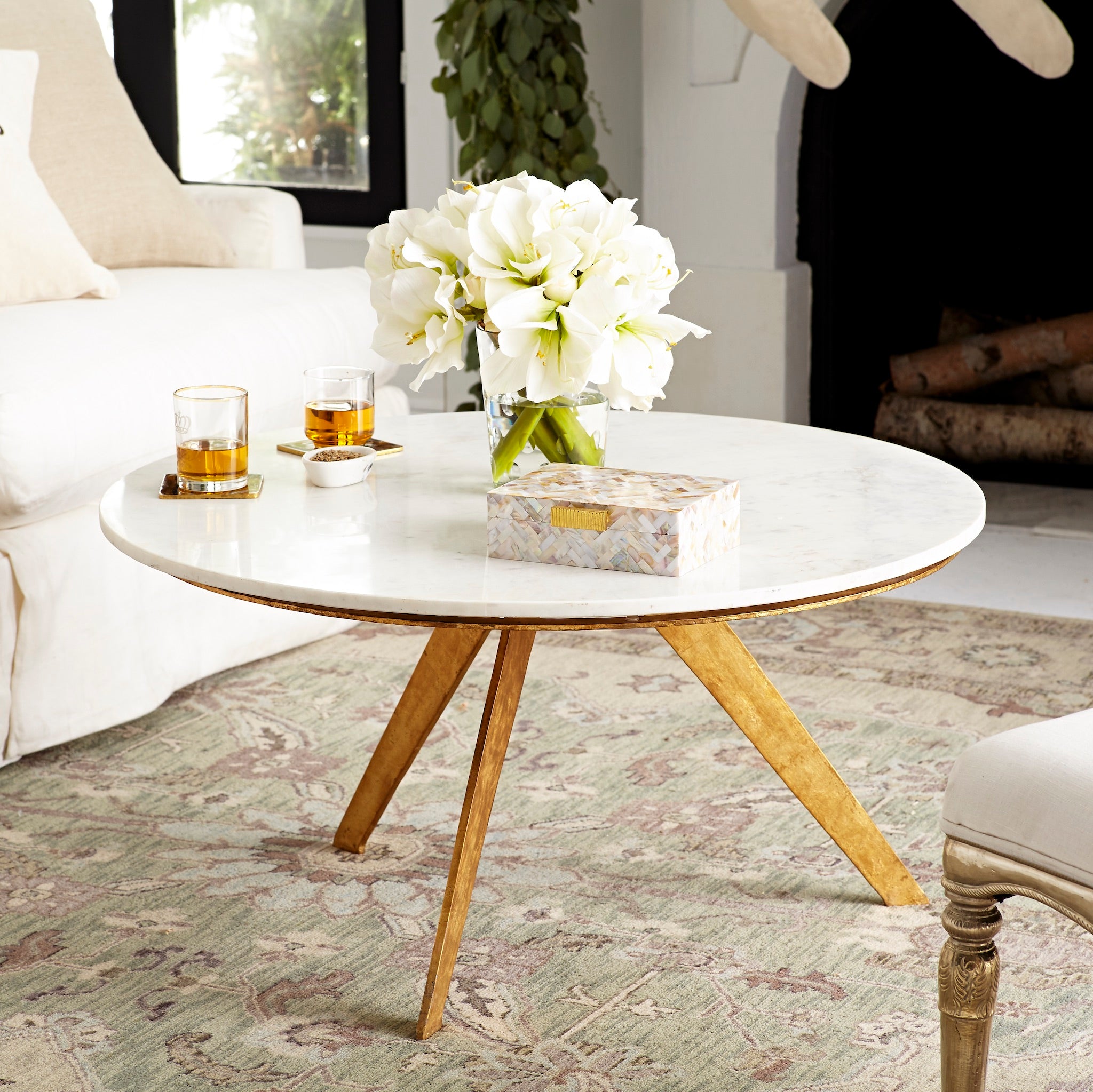 Mid-Century Modern Marble Coffee Table