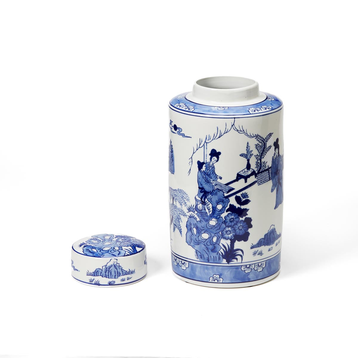 Traditional Cylindrical Chinoiserie Jar