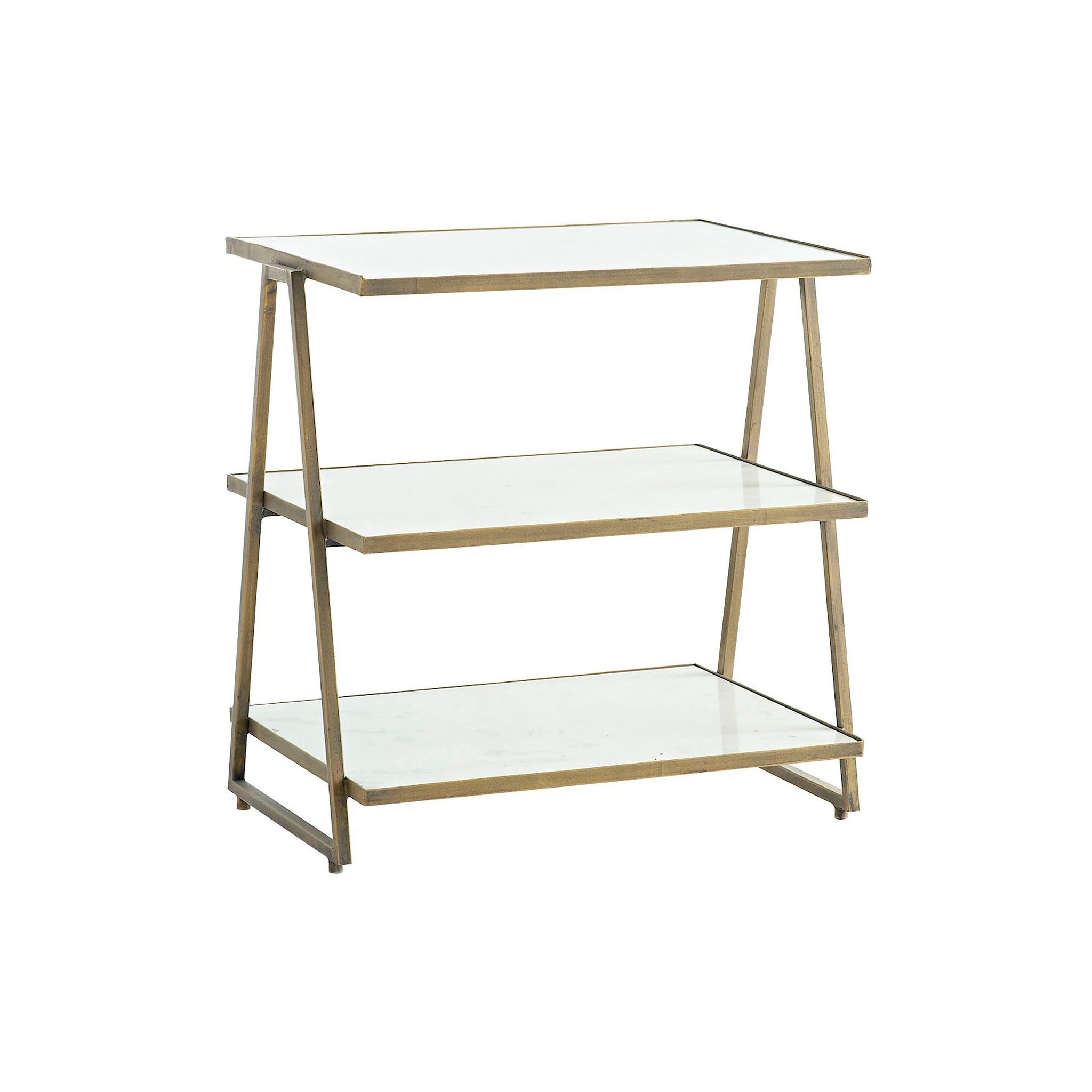 Three Tier Marble Top Table - isolated product shot, white background, eye-level angle.