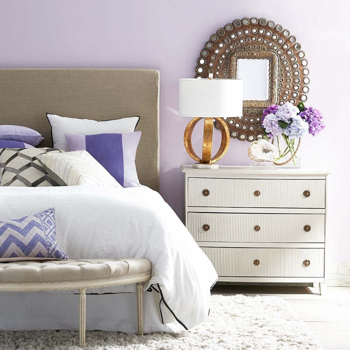 White Lincoln Chest Full In Bedroom With Items On Top