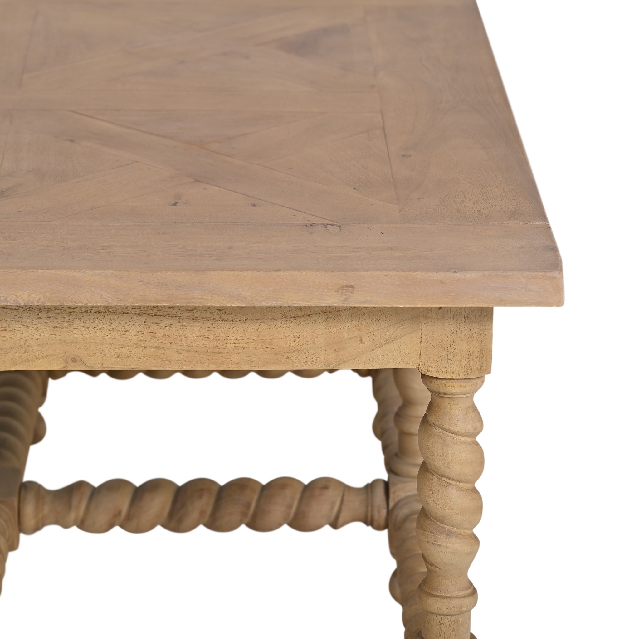 Barley Twist Coffee Table Square Birch Close Up Corner View