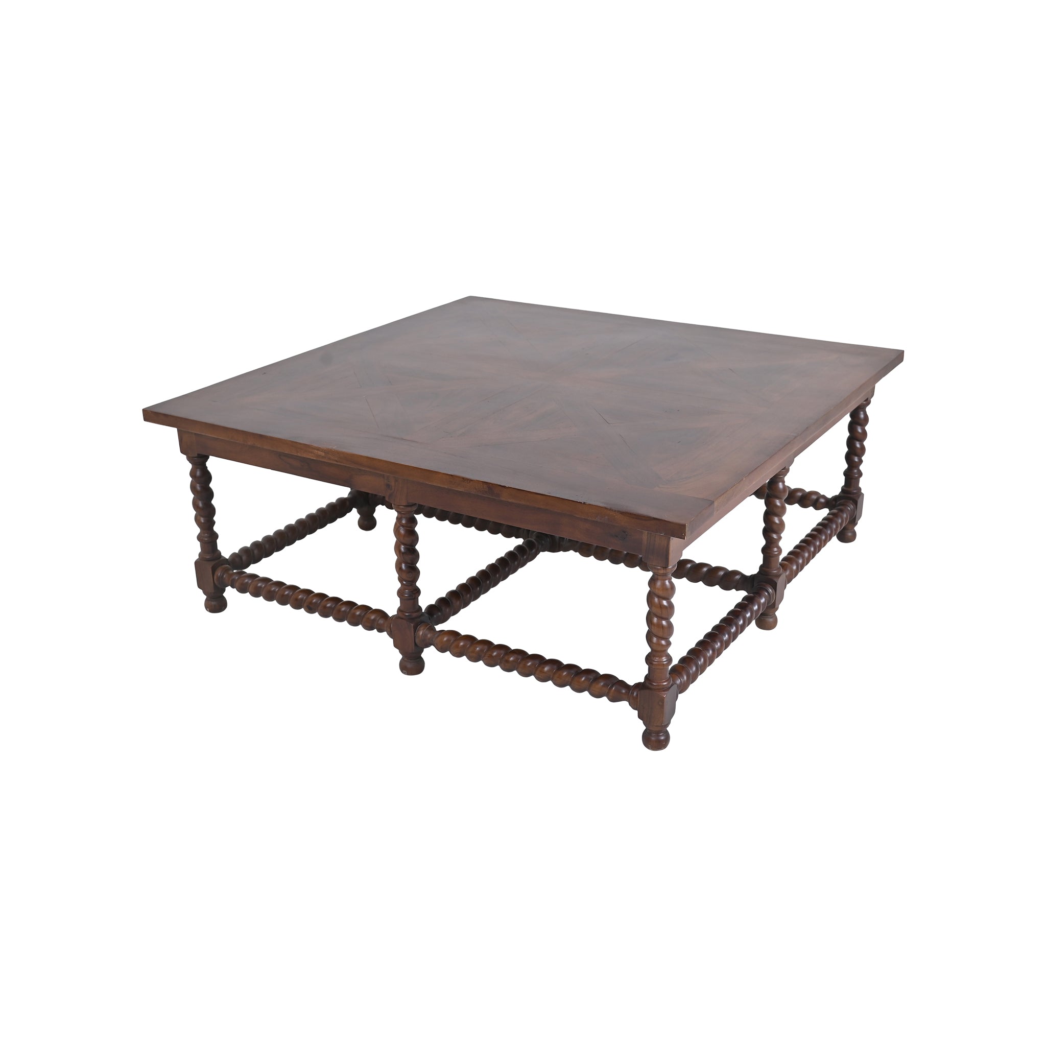 Barley Twist Coffee Table Square Walnut Full View
