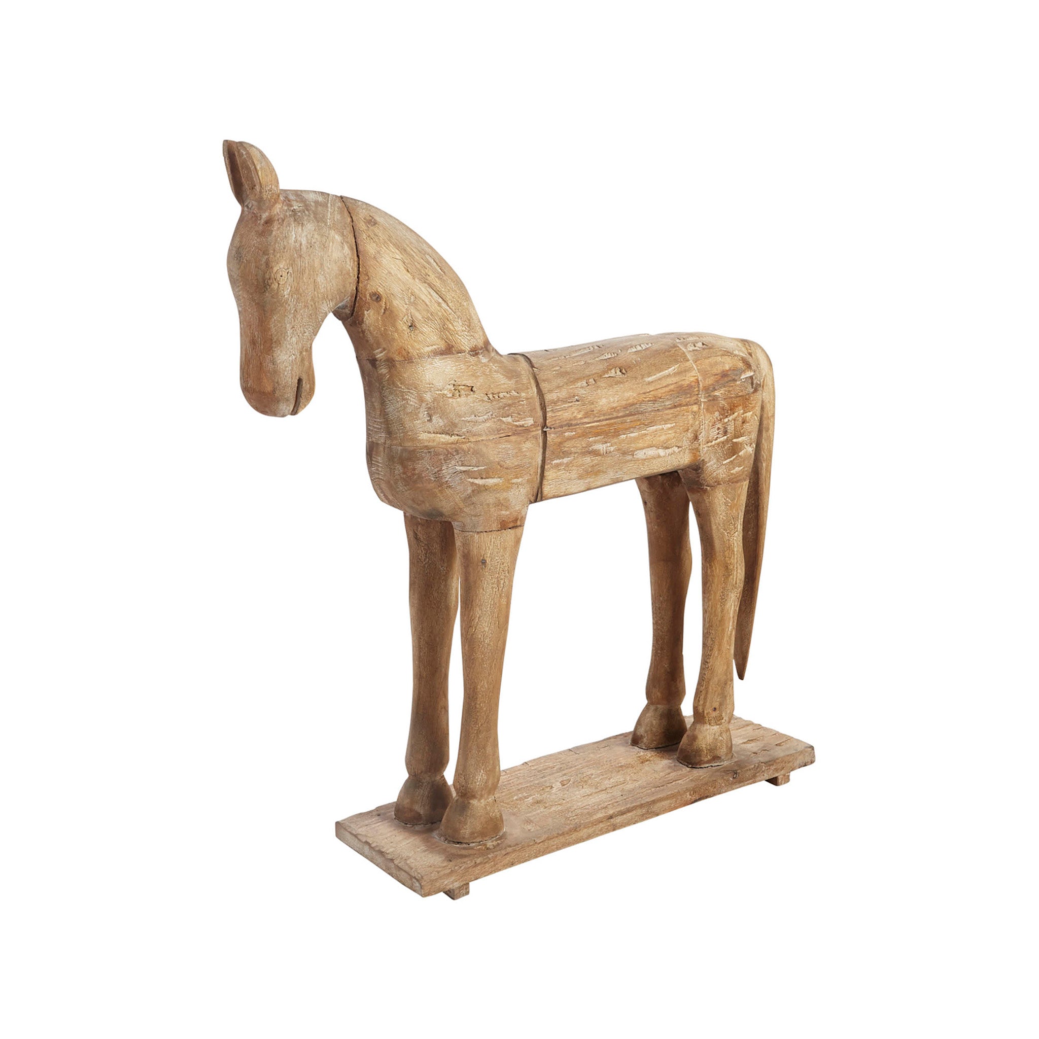 Hand-Carved Trojan Horse on Stand