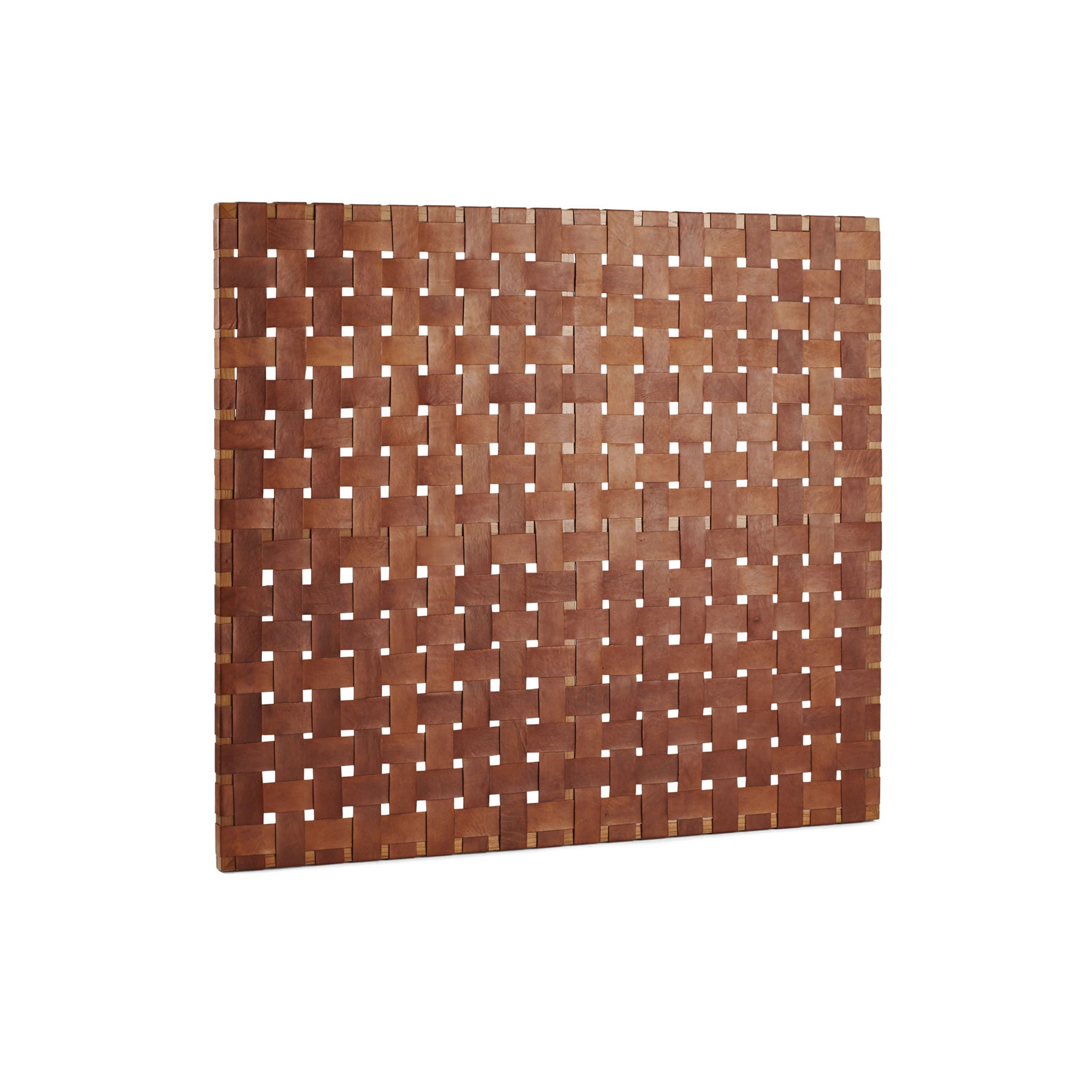 Gortari Woven Leather Headboard - Full view showcasing the luxe leather weave
