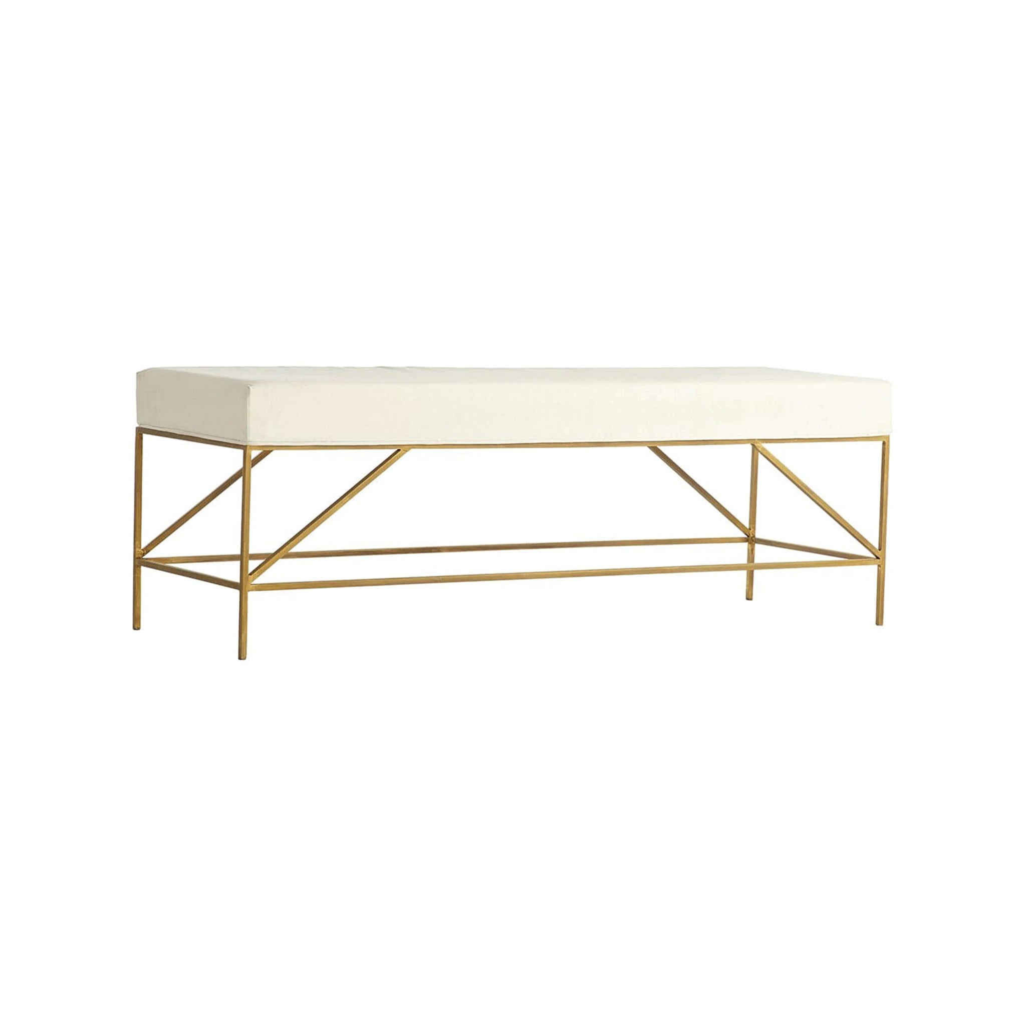 Mid-Century Upholstered Bench – Detailed view of seat edge, smooth cushion, crisp corners.