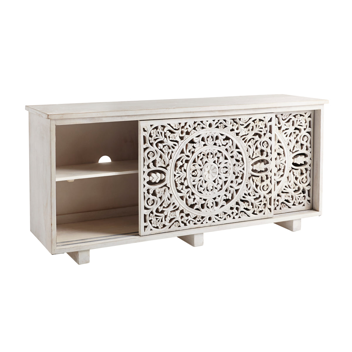 Solid Hand-Carved Rajasthan Media Cabinet