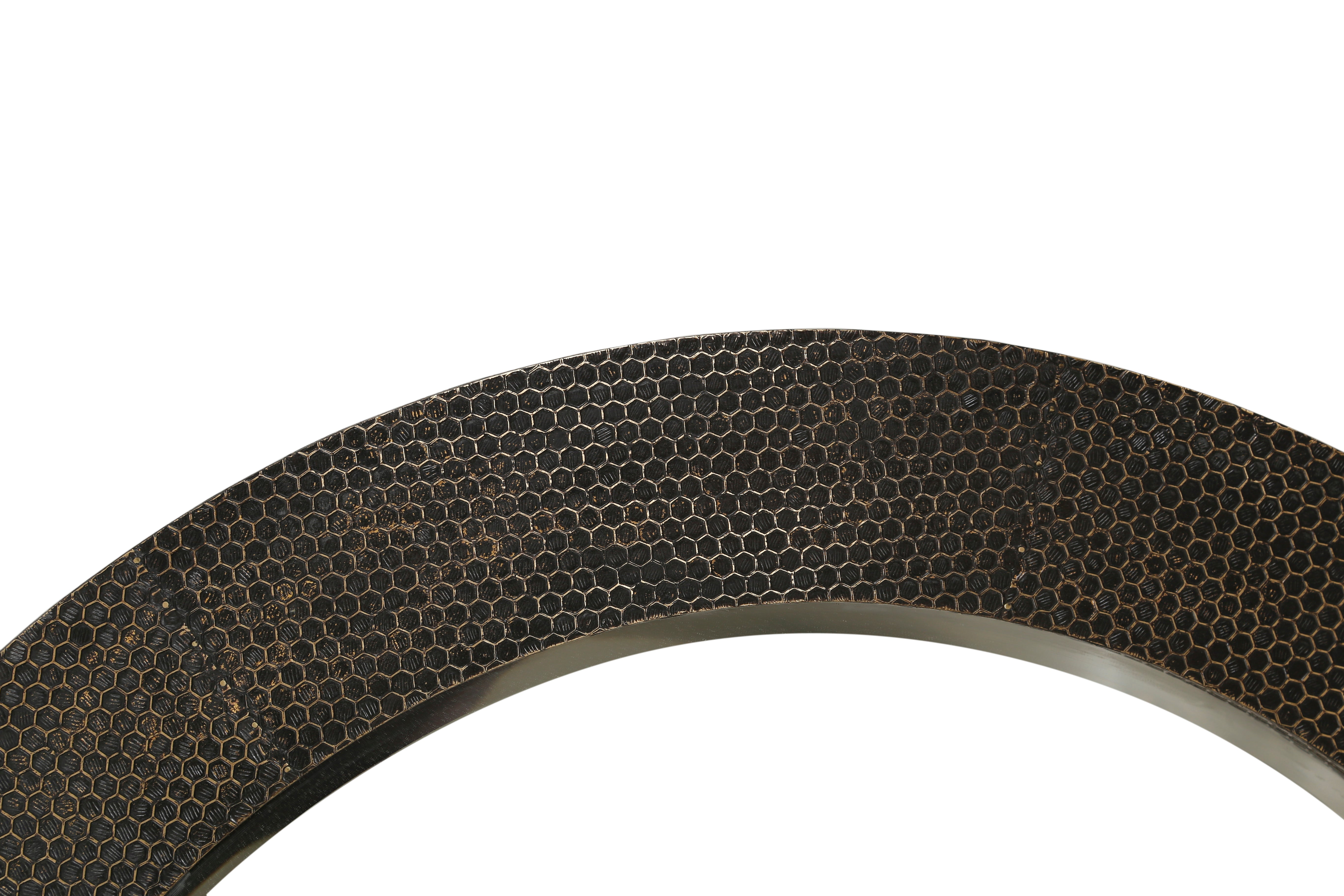 Honeycomb Brass Round Mirror