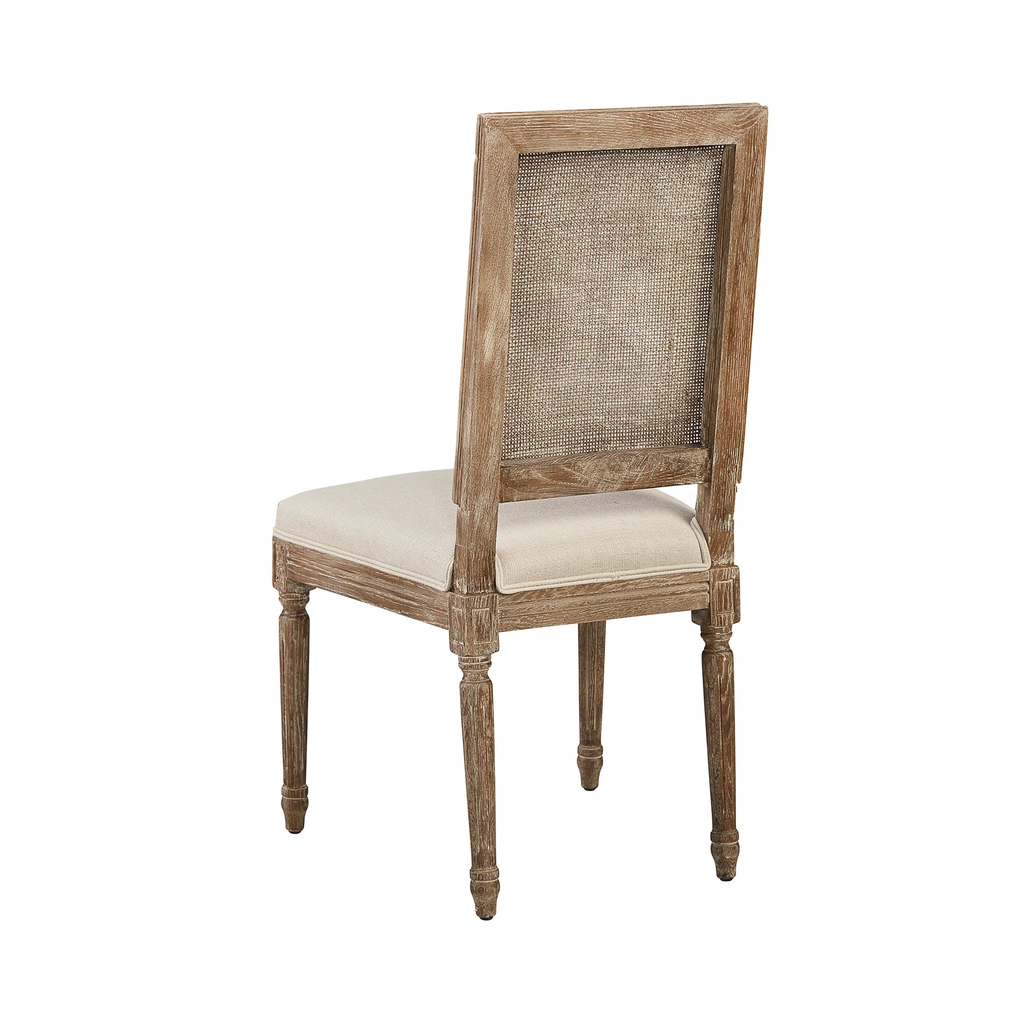 Rattan Back Linen and Oak Dining Chair - Set of 2