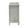 Side View of the Antique French Gray Linen Chest on a White Background
