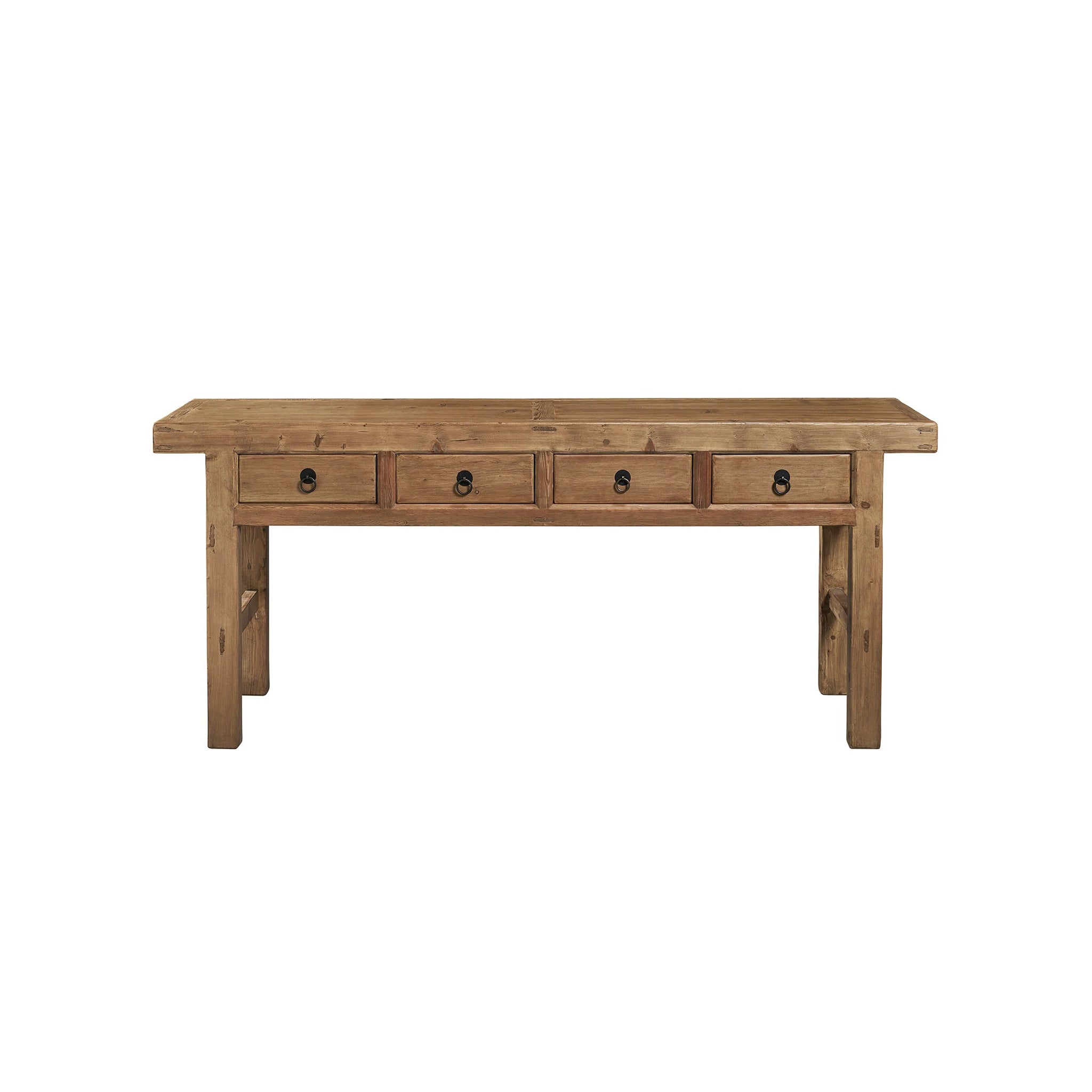 Rustic Reclaimed Pine 4-Drawer Console