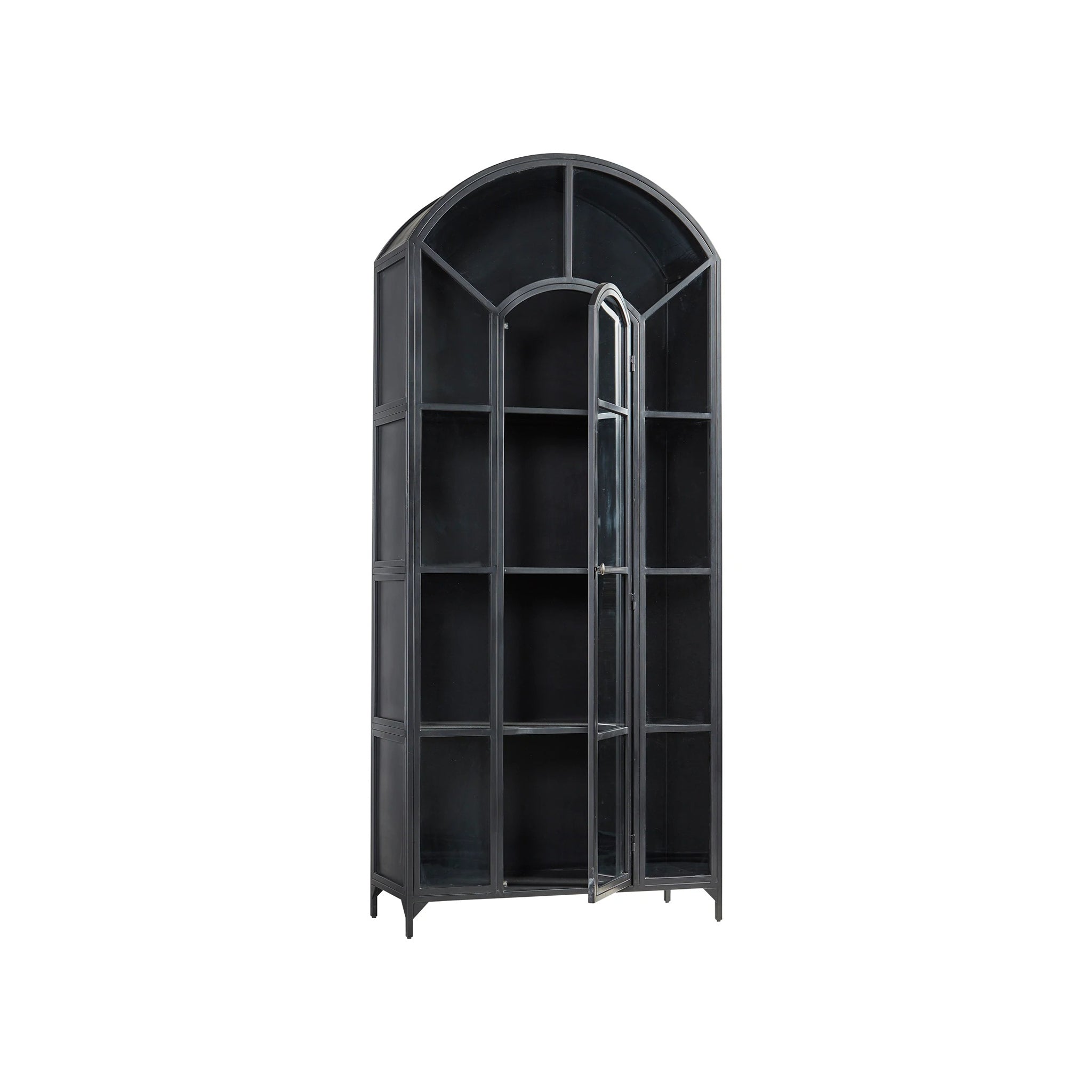 Arched Metal and Glass Cabinet