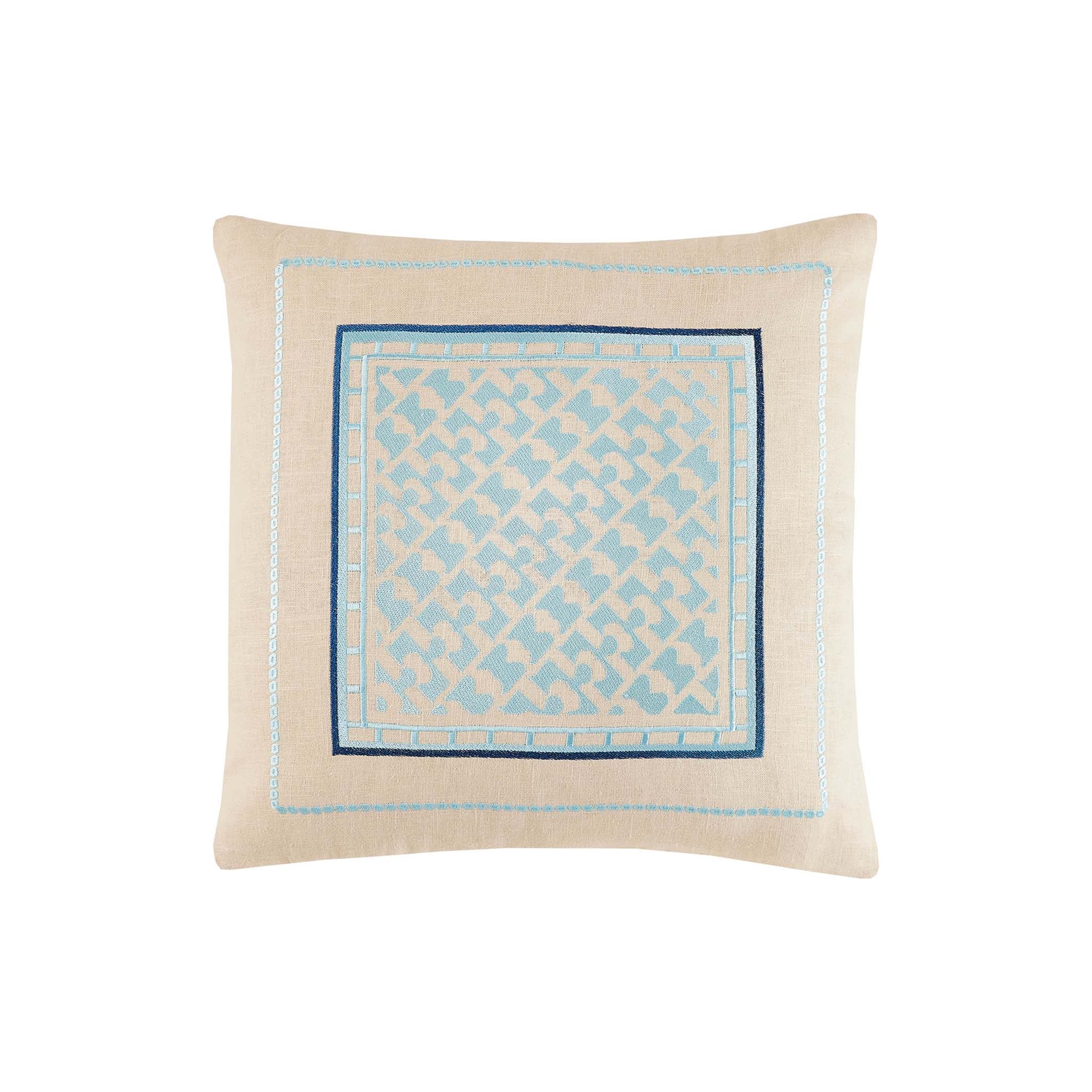 Miramar Light Blue Embroidered Pillow