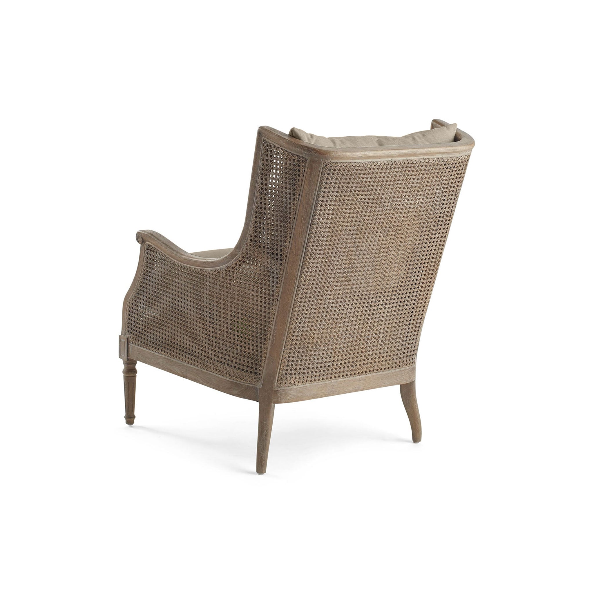 Back Isometric View of the Halle Cane Back Chair (Color - Natural) on a White Background