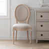 Natural Linen - Bleached Wood Louis XVI Side Chair By a Chest Of Drawers