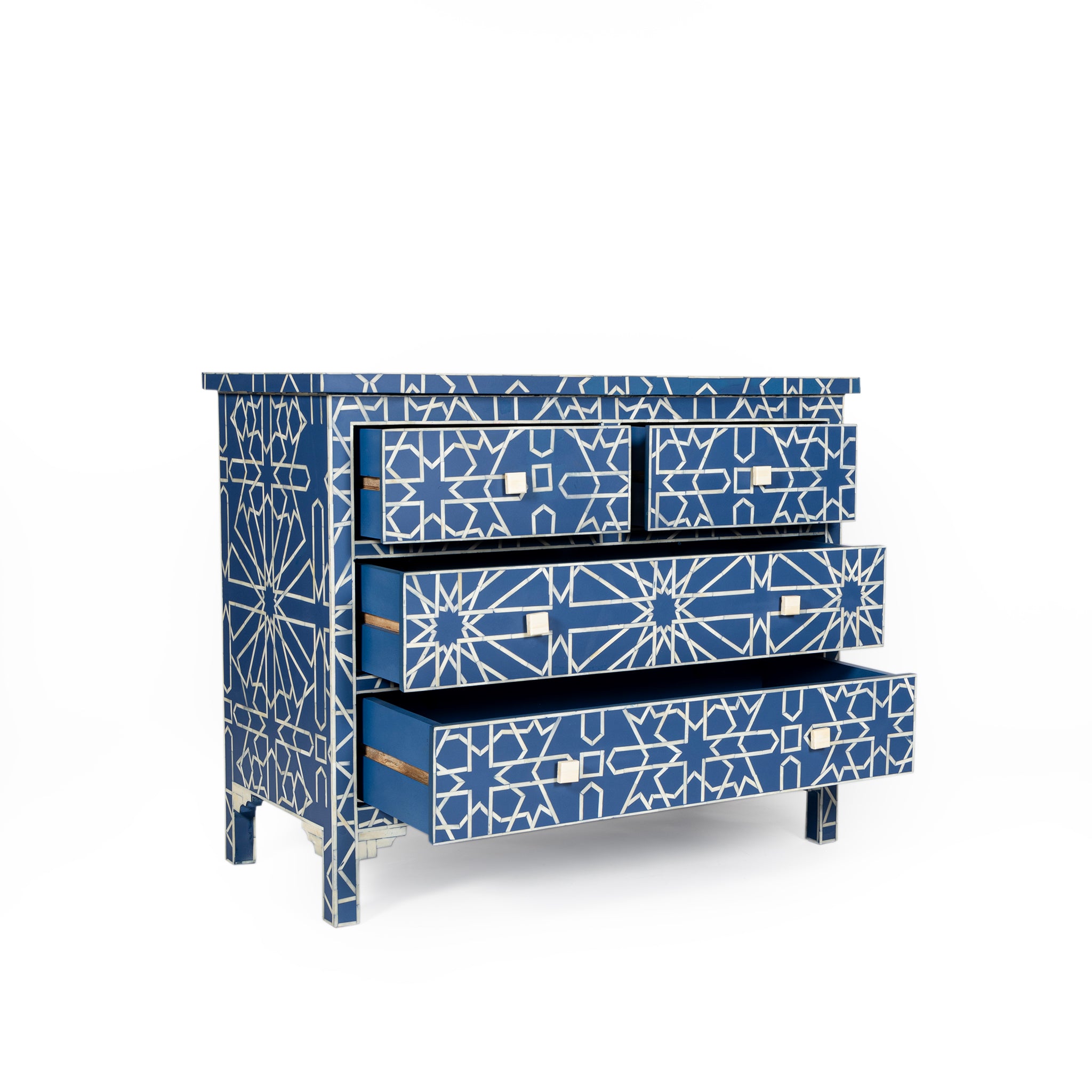 Patterned Chest Sapphire Bone Inlay Moroccan Chest | Handcrafted Patterned Chest of ...