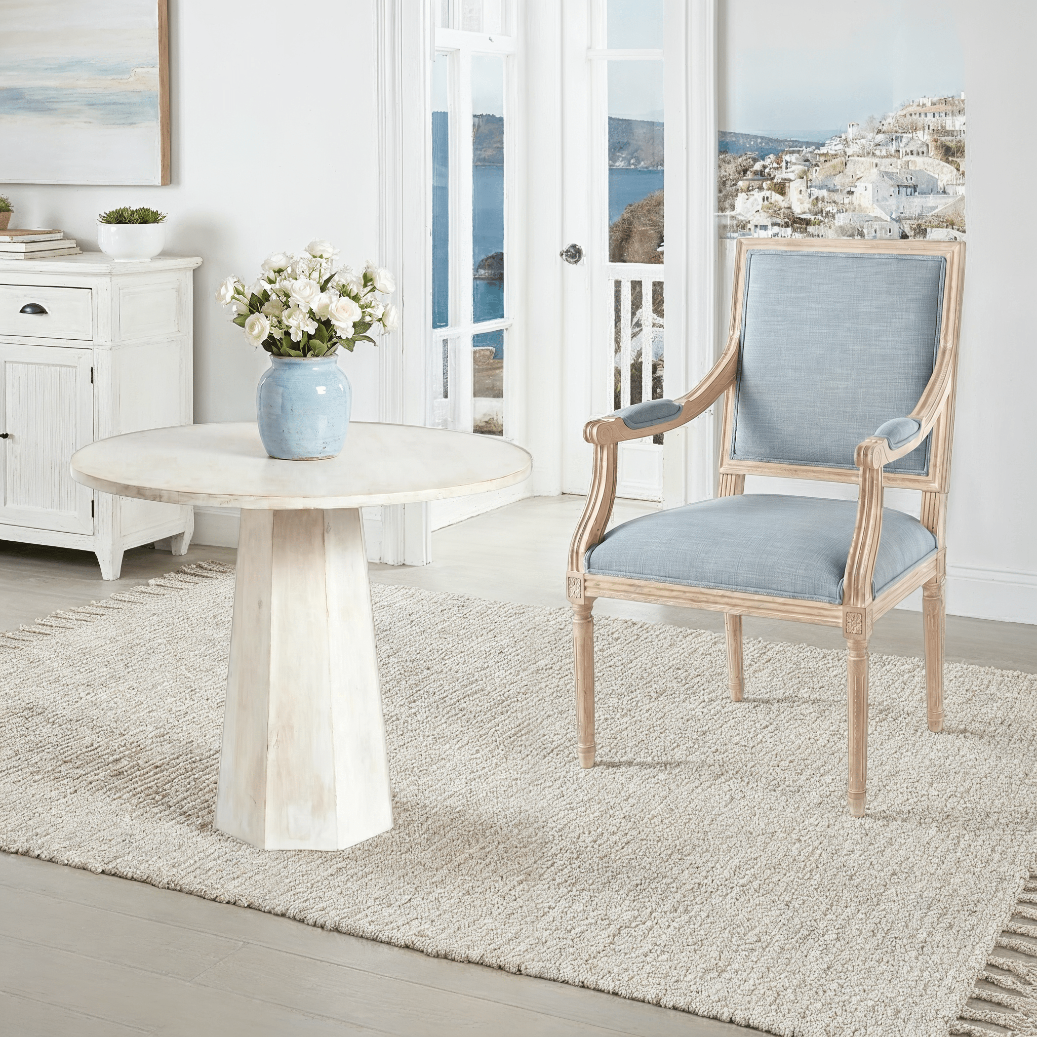 Whitewashed Pedestal Side Table - Wisteria