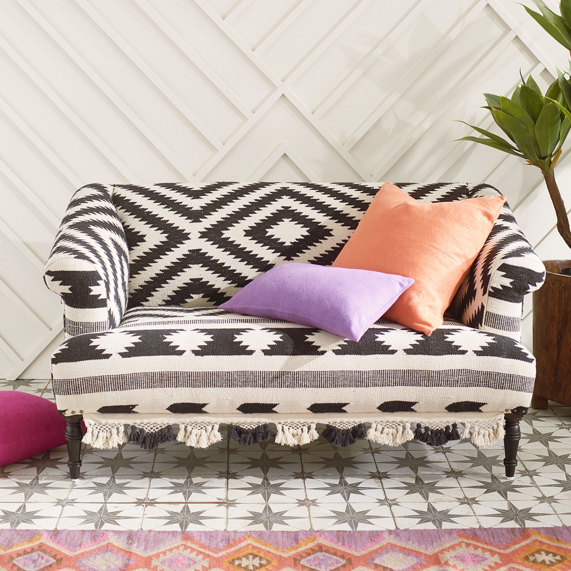 Handwoven Upholstery Bridal Rug Settee | Wisteria