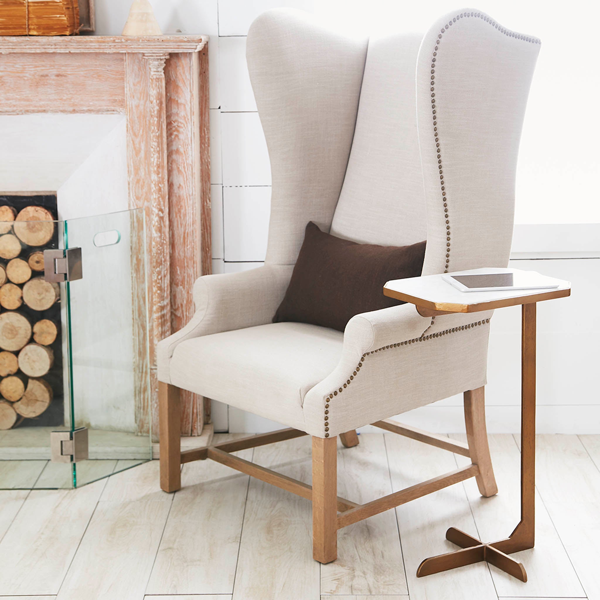 Commanders Linen Wing Chair - Wisteria