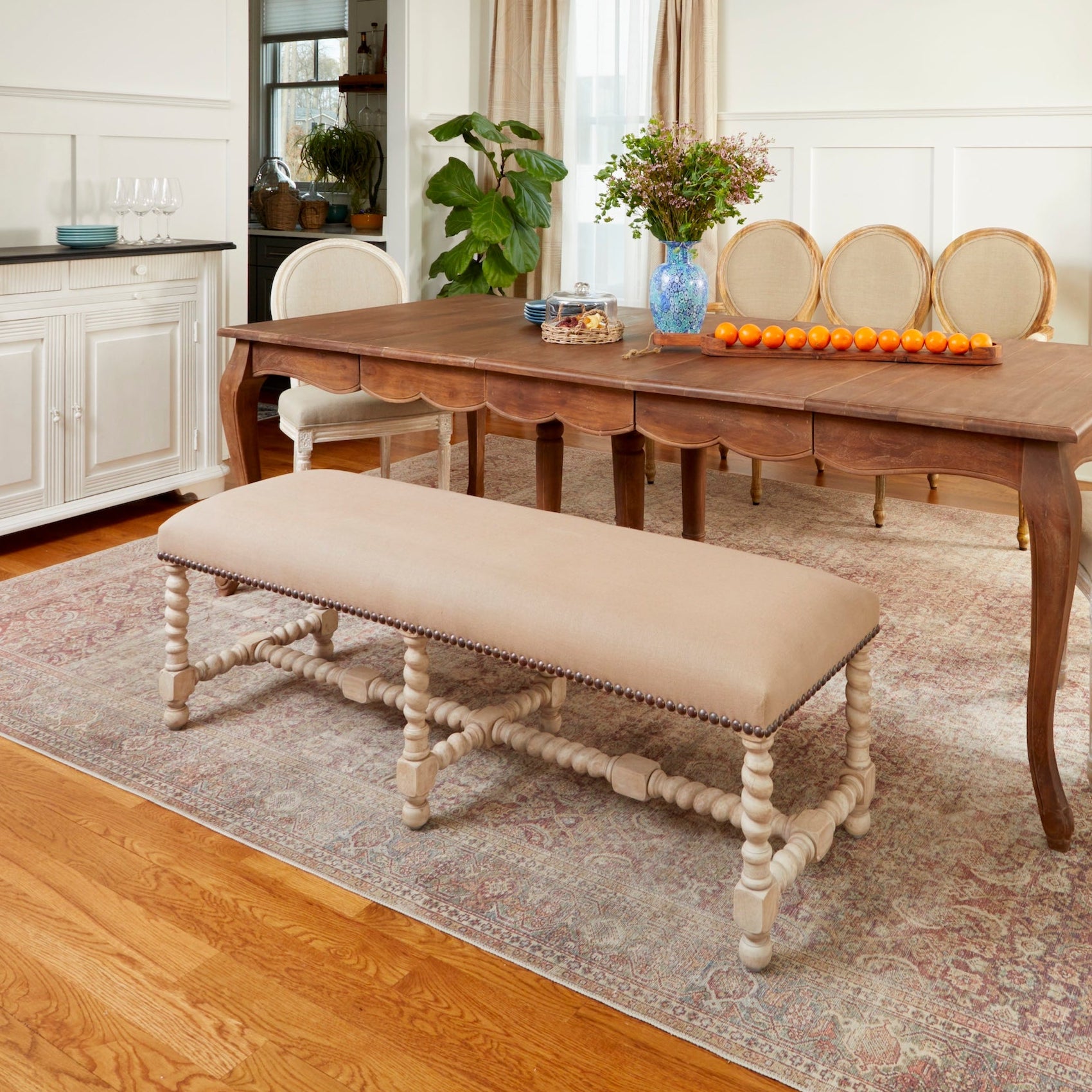 Barley Twist Wooden Bench