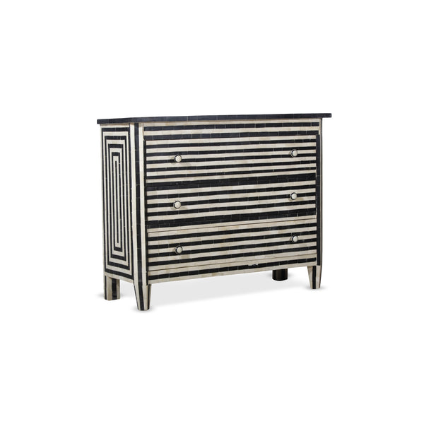 Inlay Dresser with Black and Cream Stripes