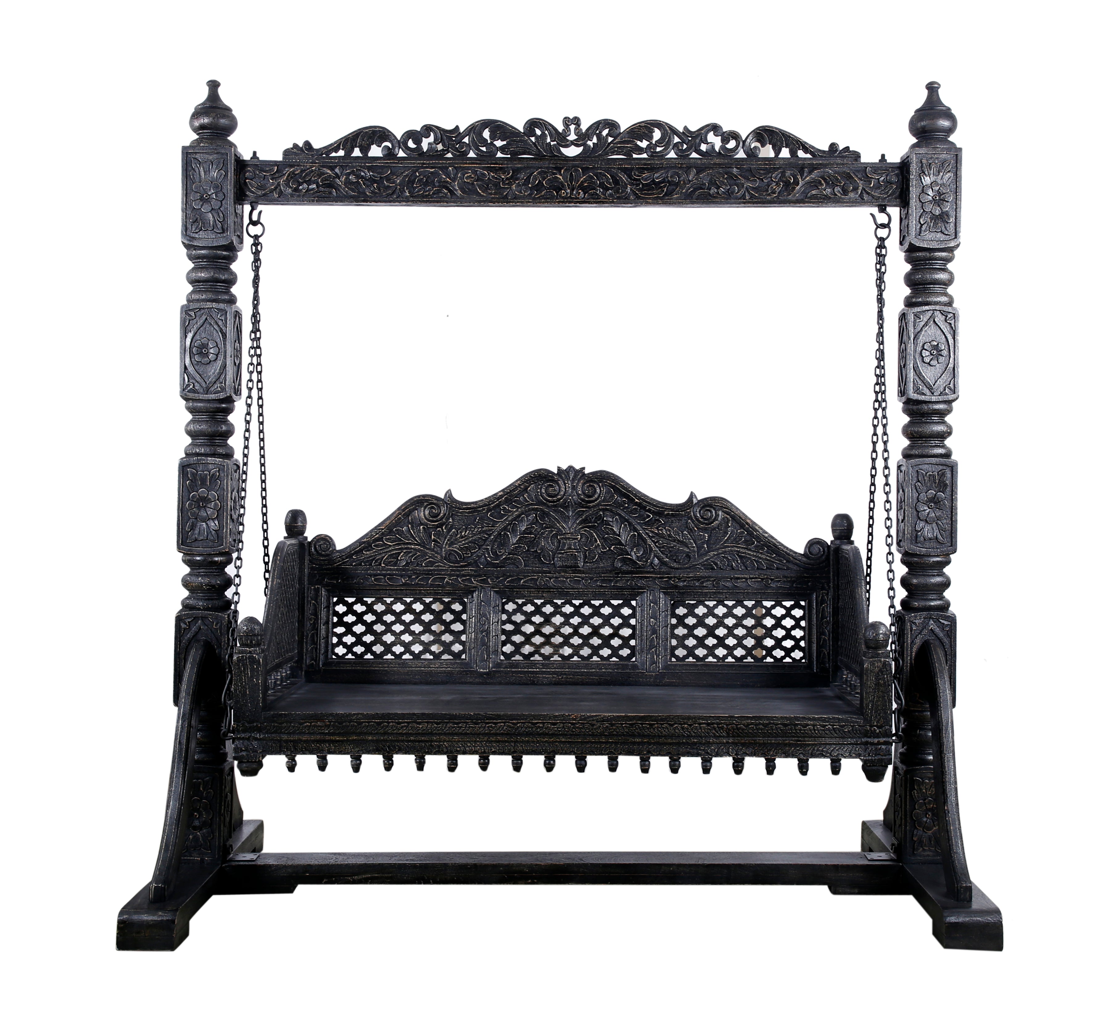 Jali Carved Wood Swing