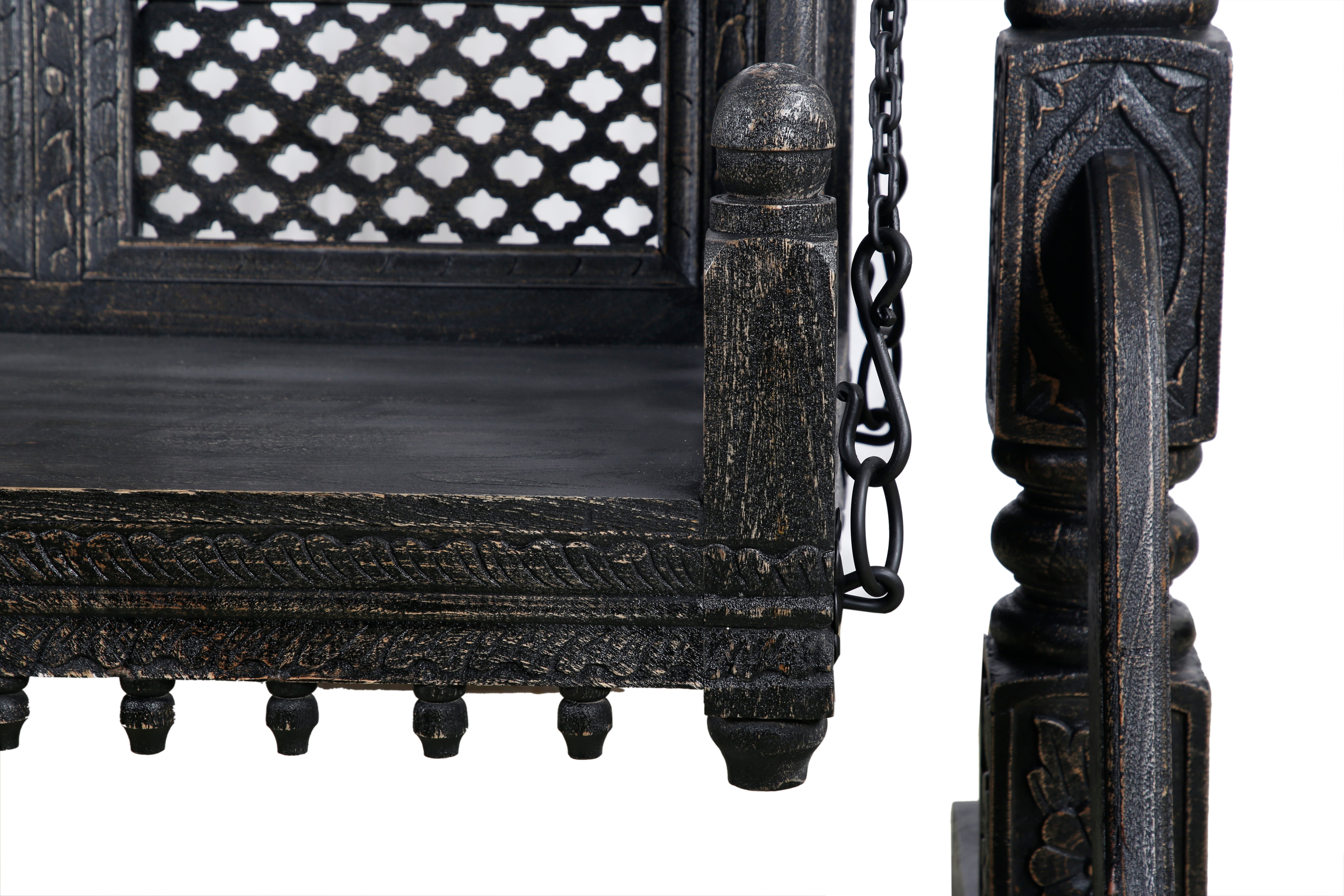 Jali Carved Wood Swing