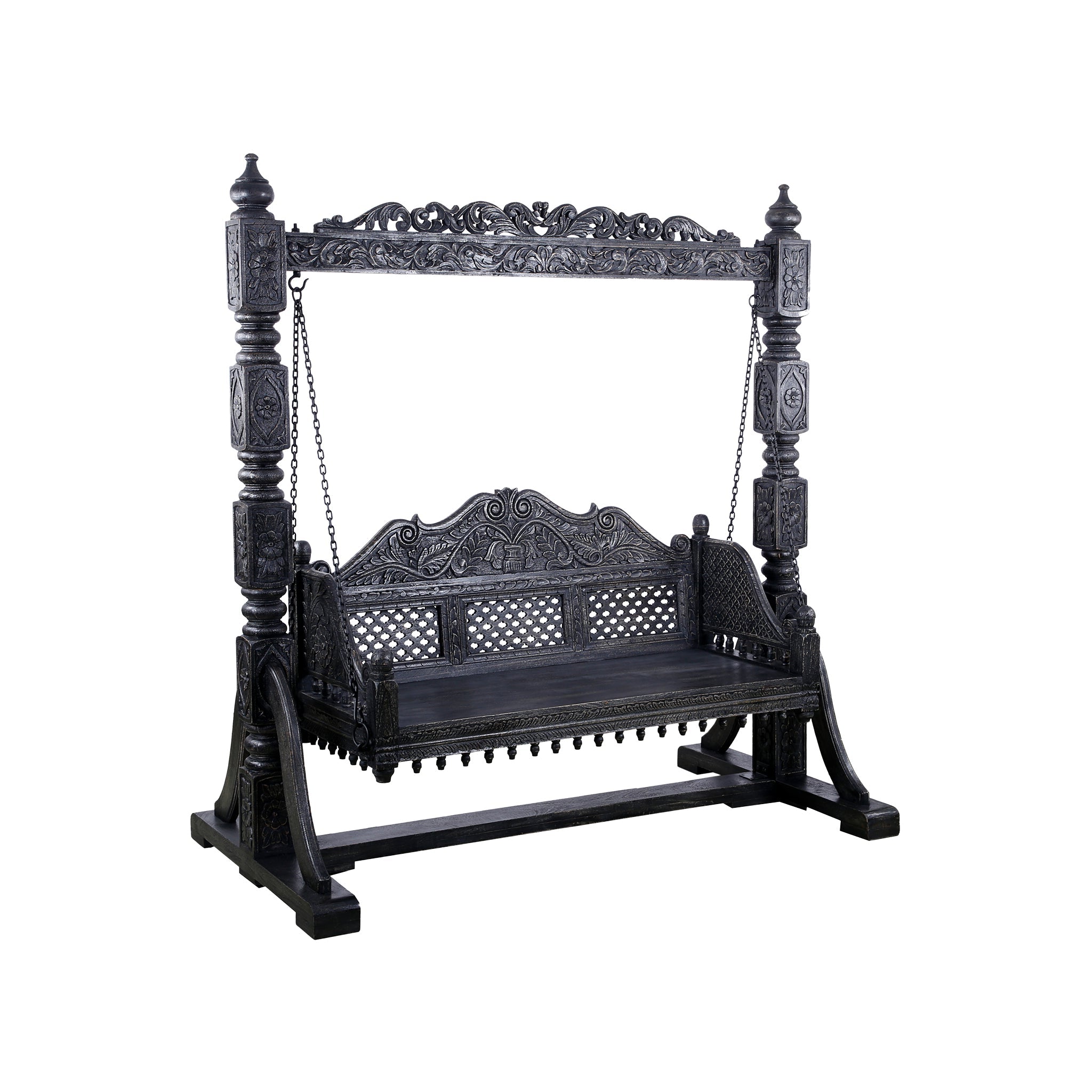 Jali Carved Wood Swing