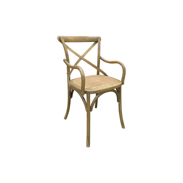 Solid Wood Bistro Armchair with Woven Seat | Wisteria