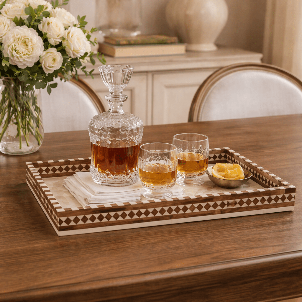 Bardia Inlay Serving Tray - Wisteria
