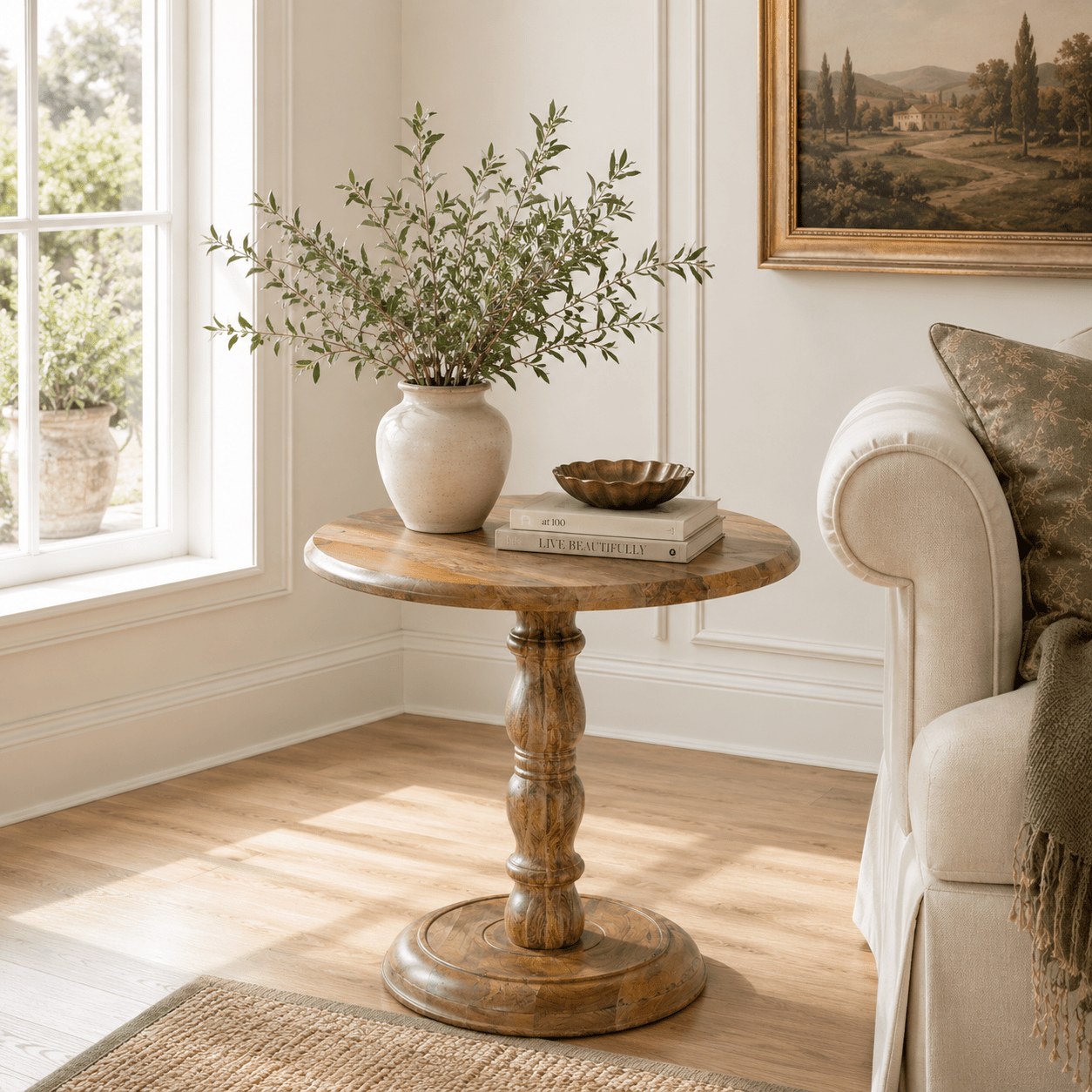 Brinley Reclaimed Wood Pedestal Table - Wisteria