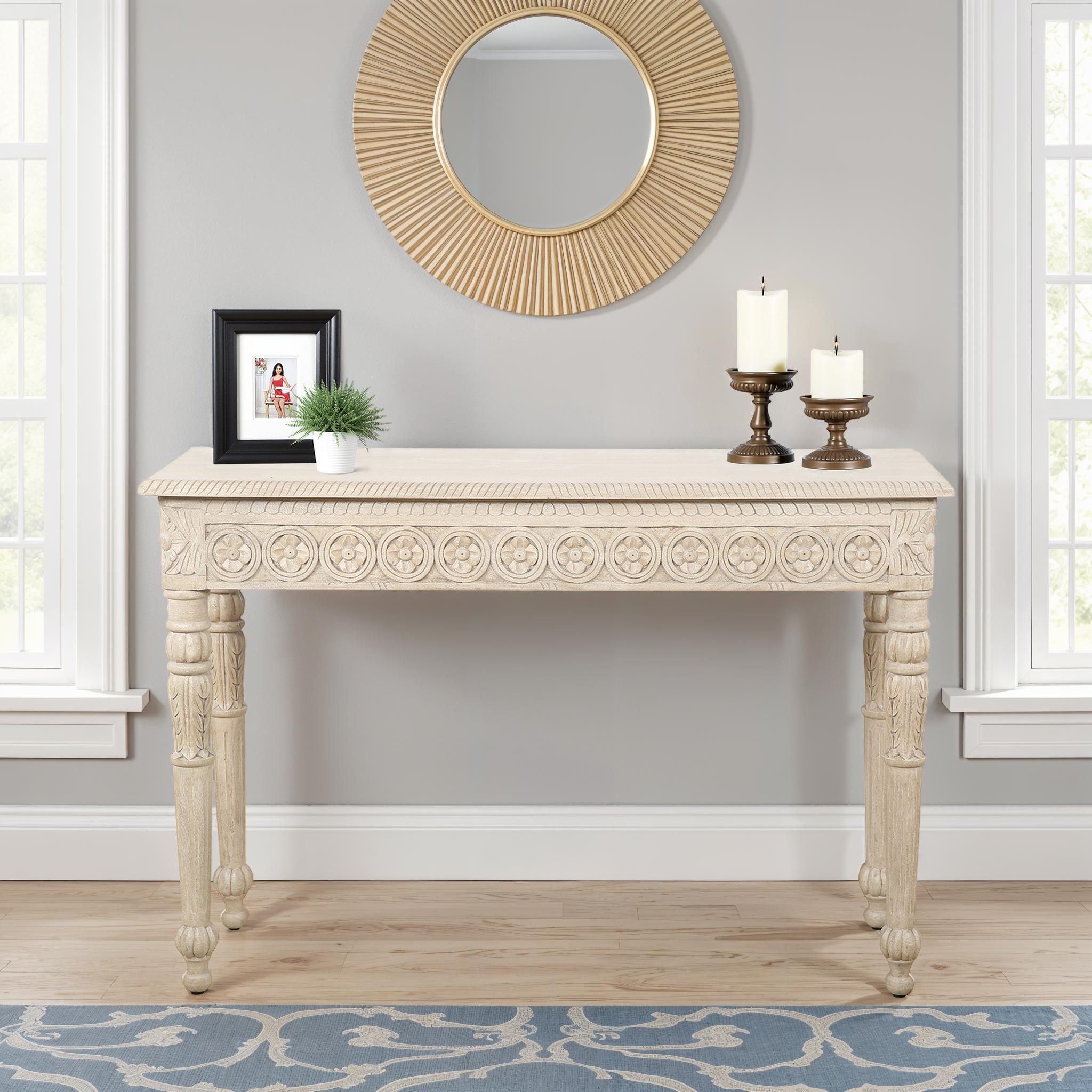 Udaipur Carved Wood Console Table