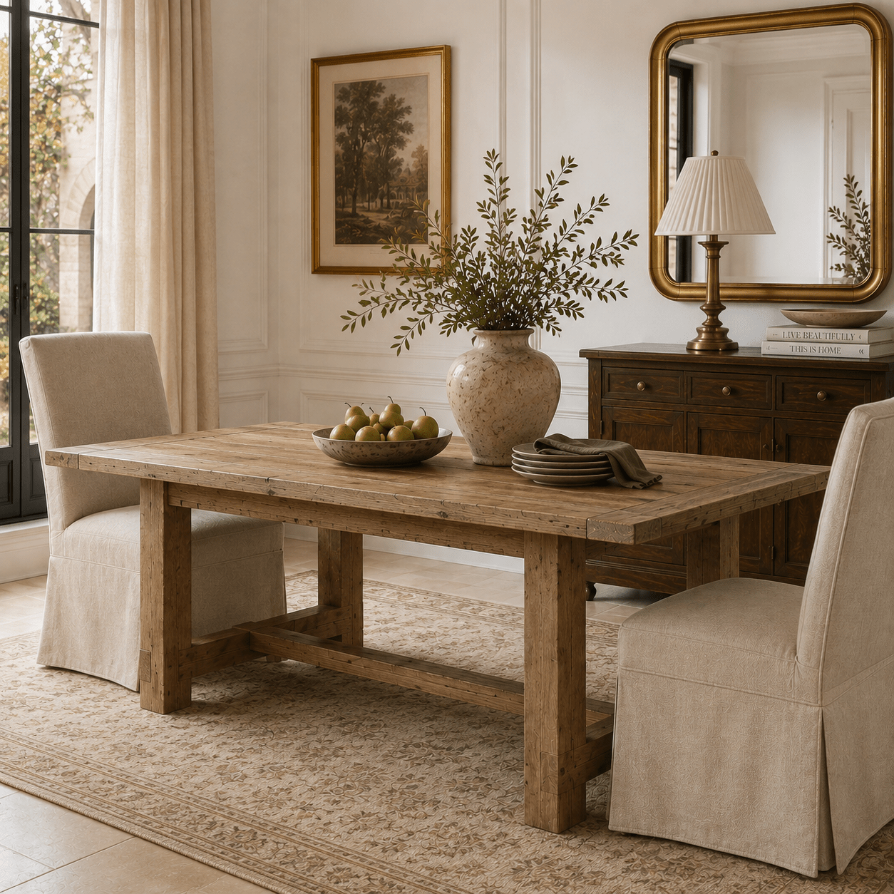 Gray Finish Rectangular Extension Pine Dining Table - Wisteria