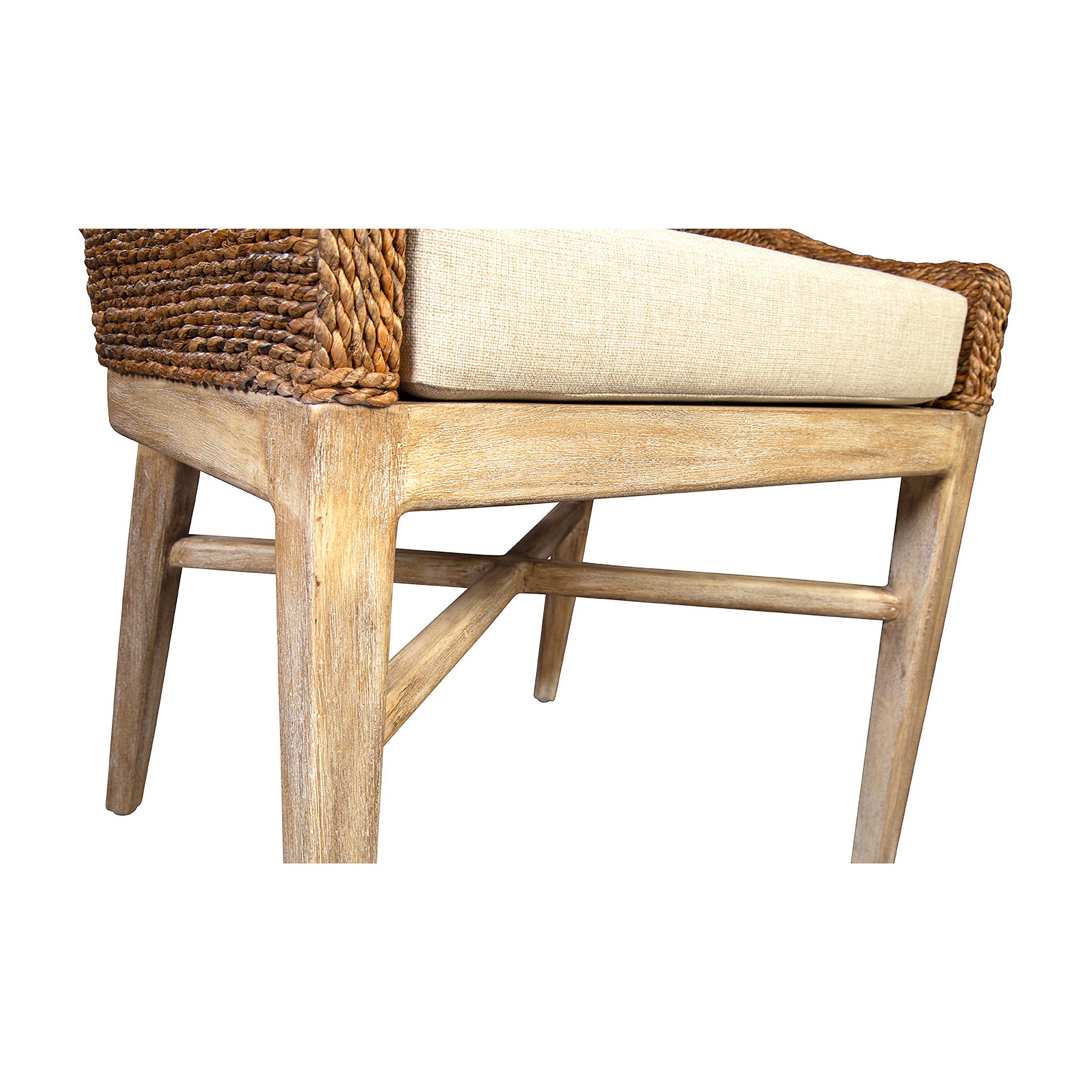 Solid Oak Dining Chair with Woven Banana Leaves | Wisteria