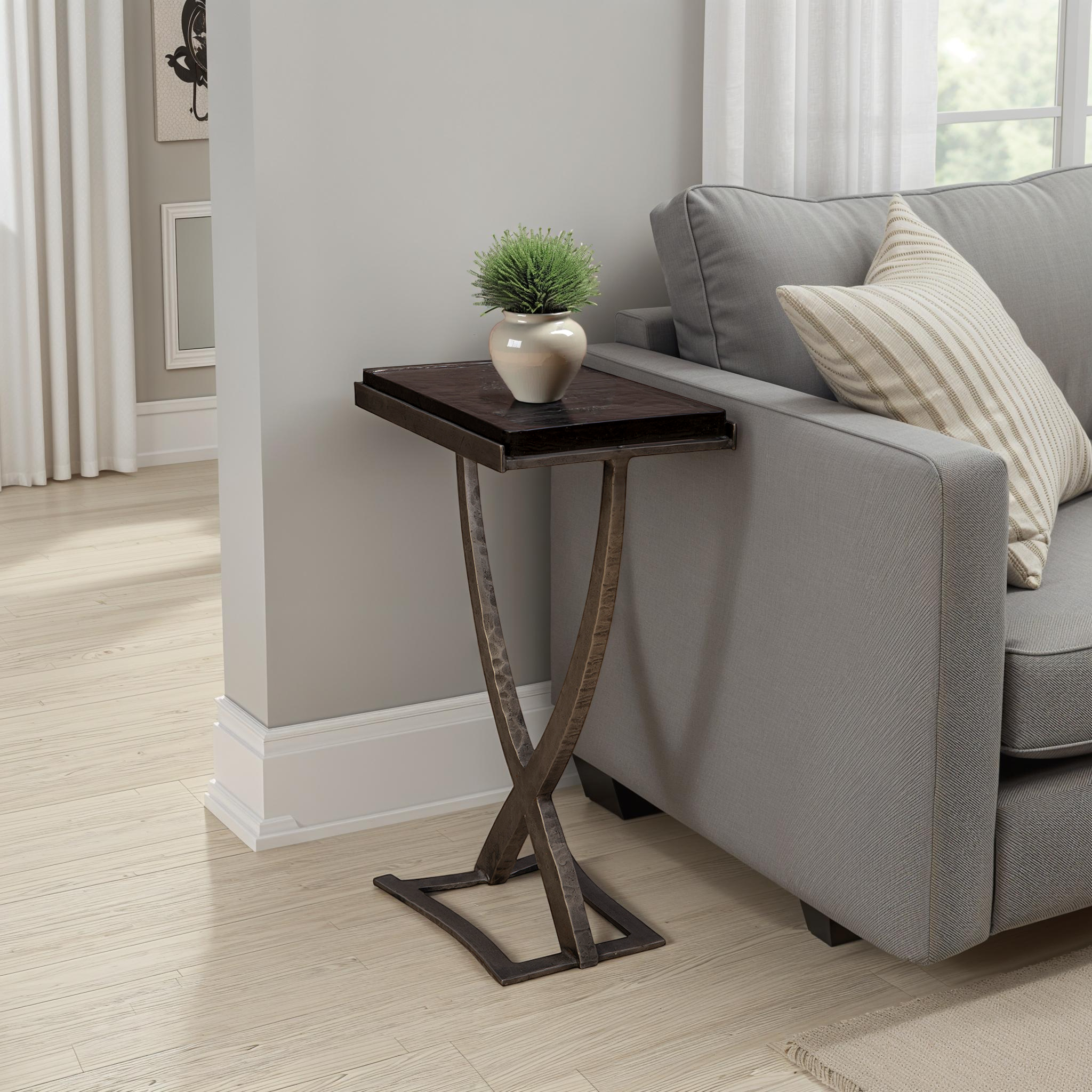 Calabria Hammered Metal Accent Table